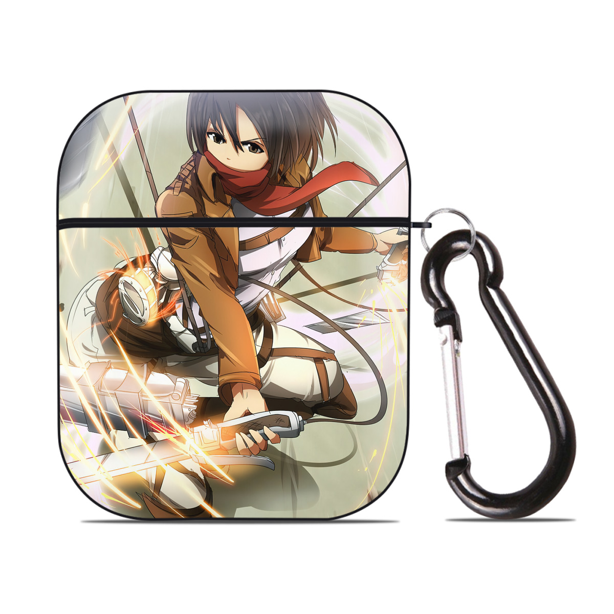 （画像用） 進撃の巨人 Attack on Titan AirPods 第2世代保護ケース ハードシェル ブラック 耐衝撃・防指紋・カラビナ付き