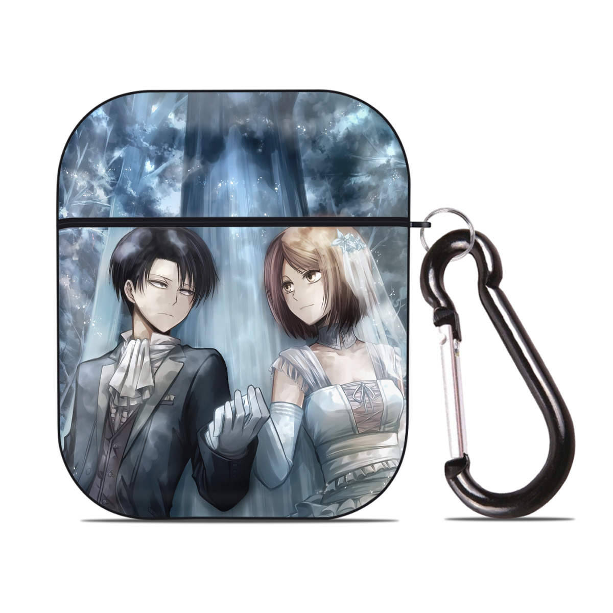 （画像用） 進撃の巨人 Attack on Titan AirPods 第2世代保護ケース ハードシェル ブラック 耐衝撃・防指紋・カラビナ付き