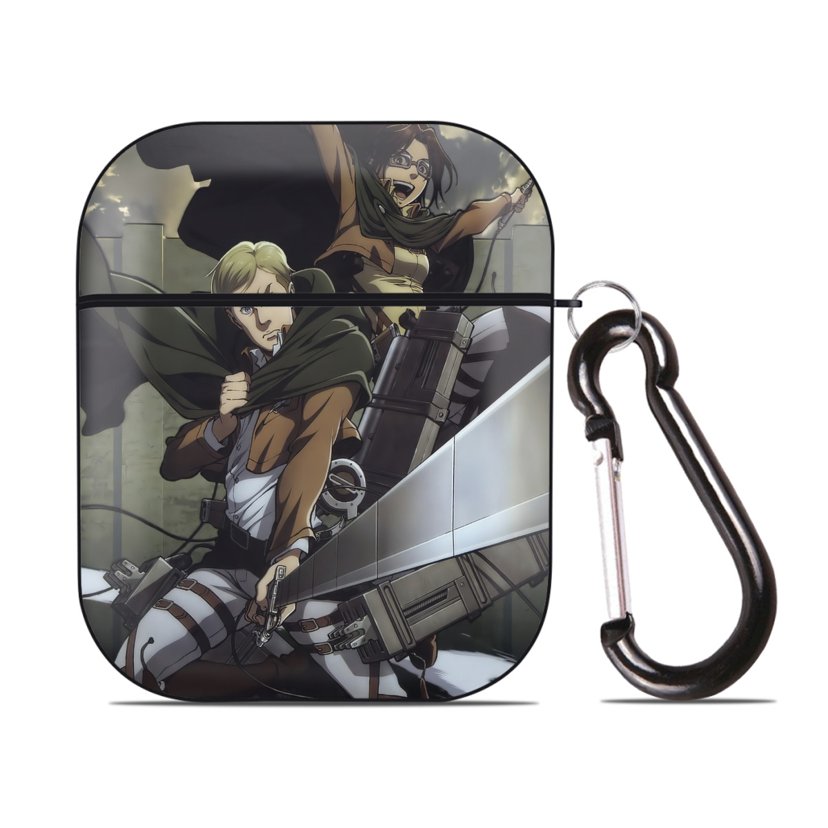 （画像用） 進撃の巨人 Attack on Titan AirPods 第2世代保護ケース ハードシェル ブラック 耐衝撃・防指紋・カラビナ付き