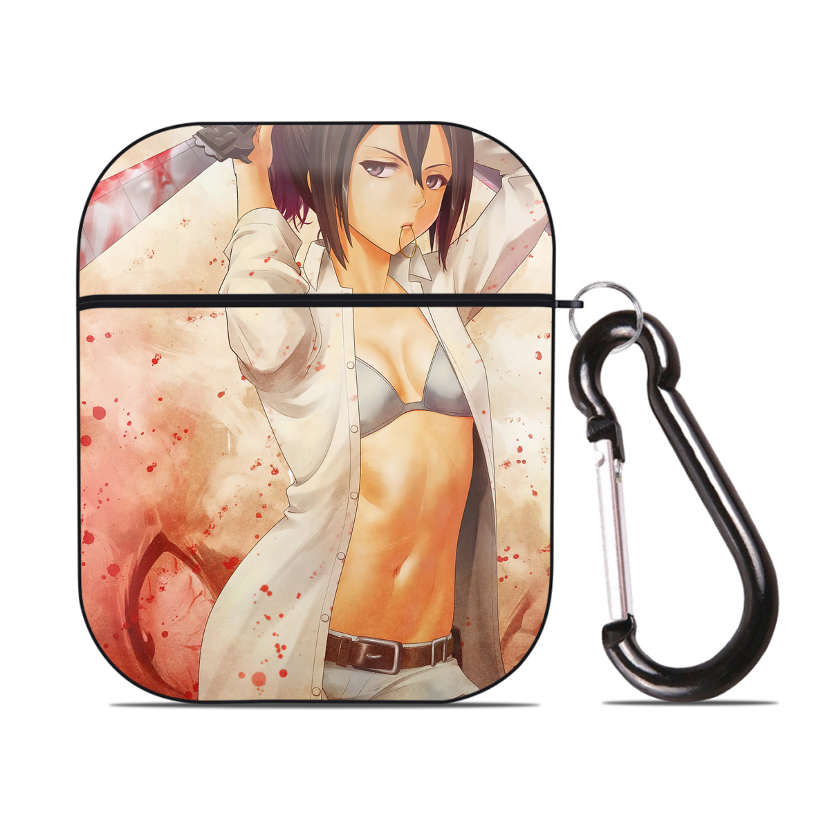 （画像用） 進撃の巨人 Attack on Titan AirPods 第2世代保護ケース ハードシェル ブラック 耐衝撃・防指紋・カラビナ付き