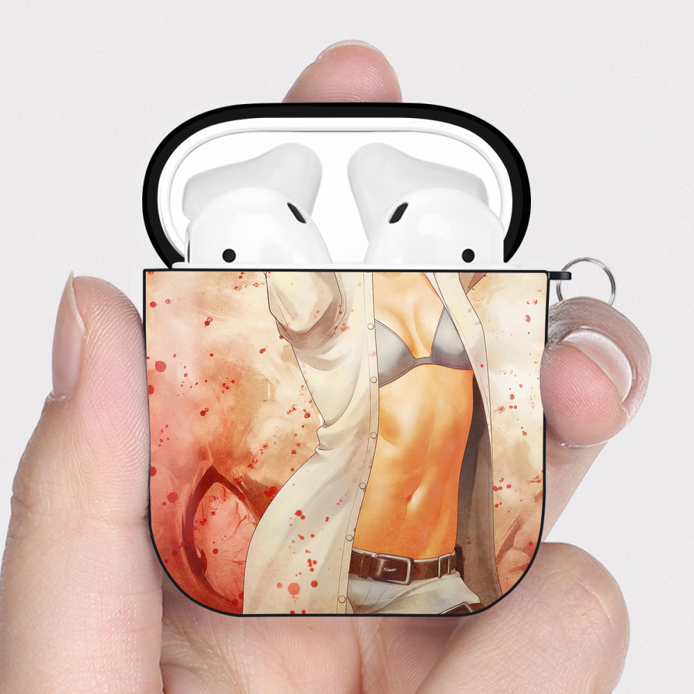 （画像用） 進撃の巨人 Attack on Titan AirPods 第2世代保護ケース ハードシェル ブラック 耐衝撃・防指紋・カラビナ付き