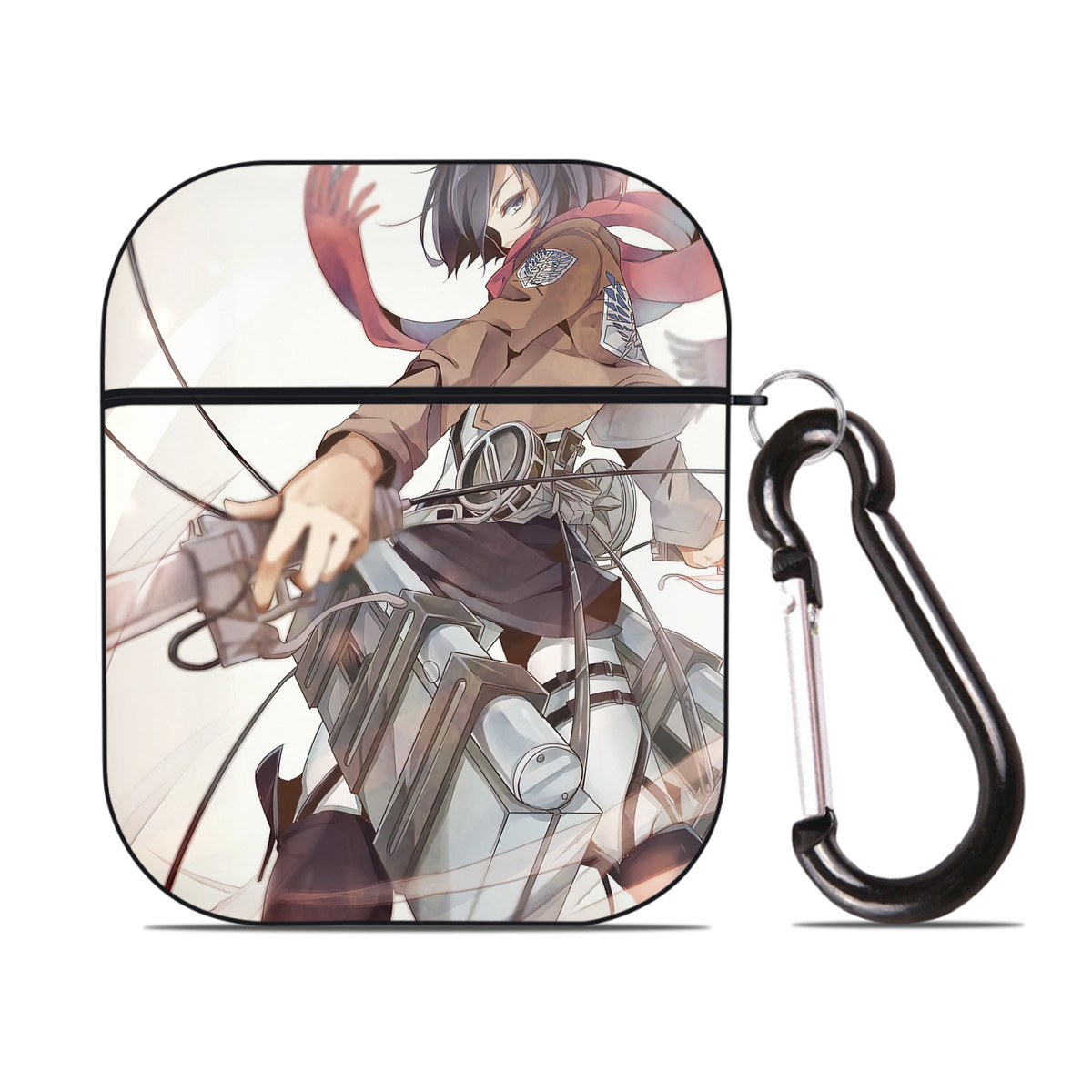（画像用） 進撃の巨人 Attack on Titan AirPods 第2世代保護ケース ハードシェル ブラック 耐衝撃・防指紋・カラビナ付き