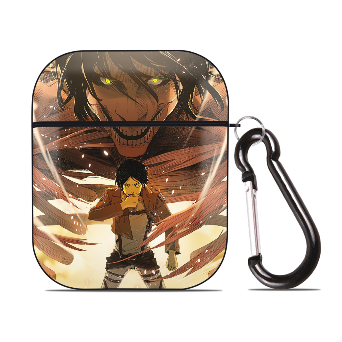（画像用） 進撃の巨人 Attack on Titan AirPods 第2世代保護ケース ハードシェル ブラック 耐衝撃・防指紋・カラビナ付き
