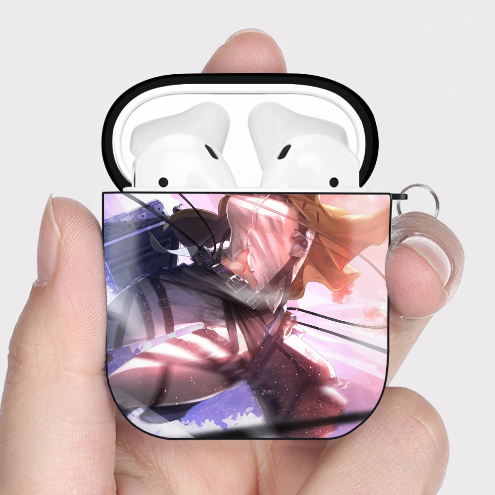 （画像用） 進撃の巨人 Attack on Titan AirPods 第2世代保護ケース ハードシェル ブラック 耐衝撃・防指紋・カラビナ付き