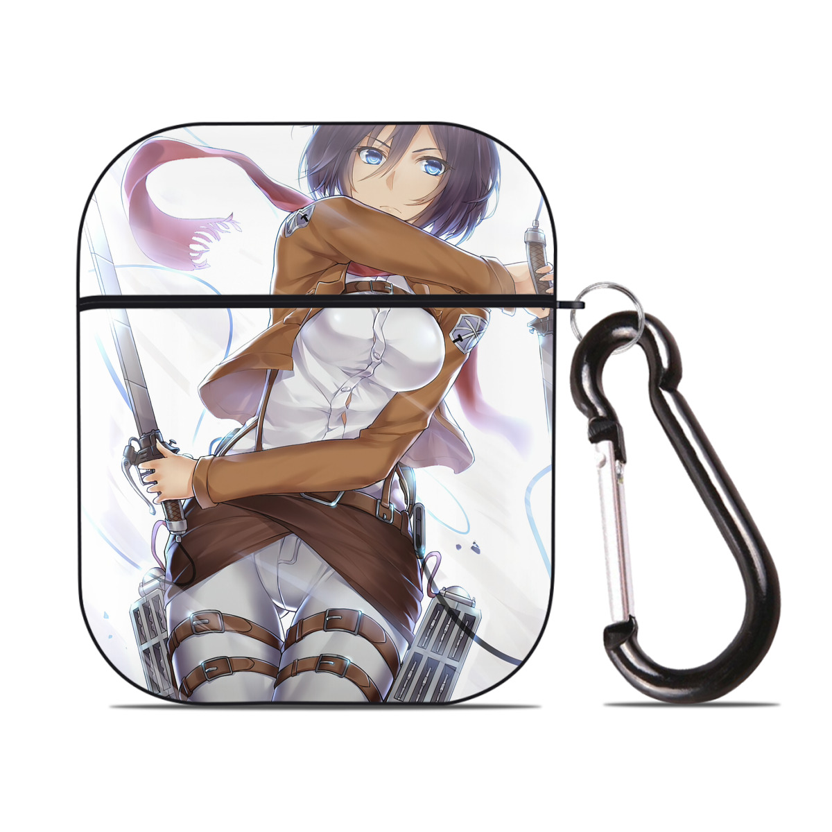 （画像用） 進撃の巨人 Attack on Titan AirPods 第2世代保護ケース ハードシェル ブラック 耐衝撃・防指紋・カラビナ付き
