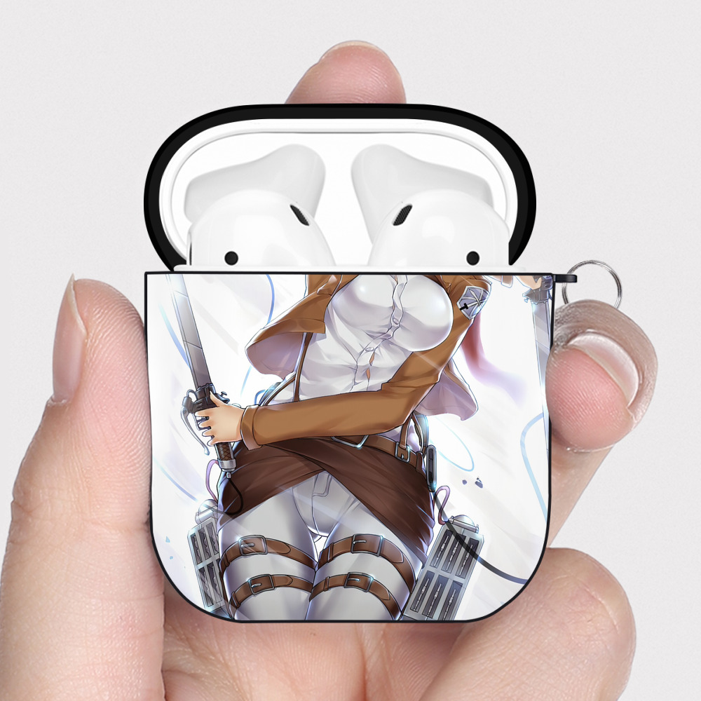（画像用） 進撃の巨人 Attack on Titan AirPods 第2世代保護ケース ハードシェル ブラック 耐衝撃・防指紋・カラビナ付き
