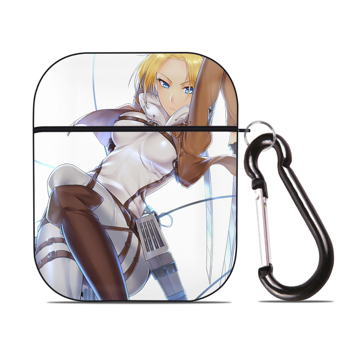 （画像用） 進撃の巨人 Attack on Titan AirPods 第2世代保護ケース ハードシェル ブラック 耐衝撃・防指紋・カラビナ付き