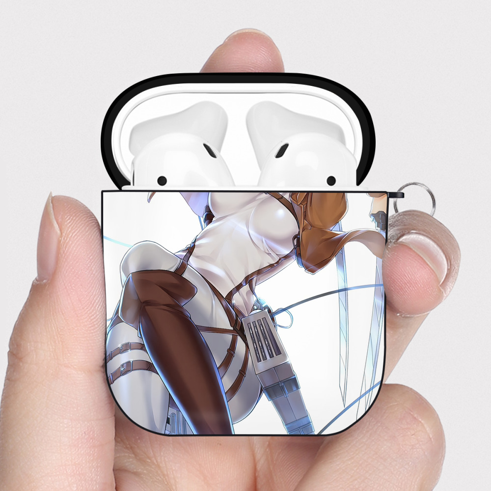 （画像用） 進撃の巨人 Attack on Titan AirPods 第2世代保護ケース ハードシェル ブラック 耐衝撃・防指紋・カラビナ付き