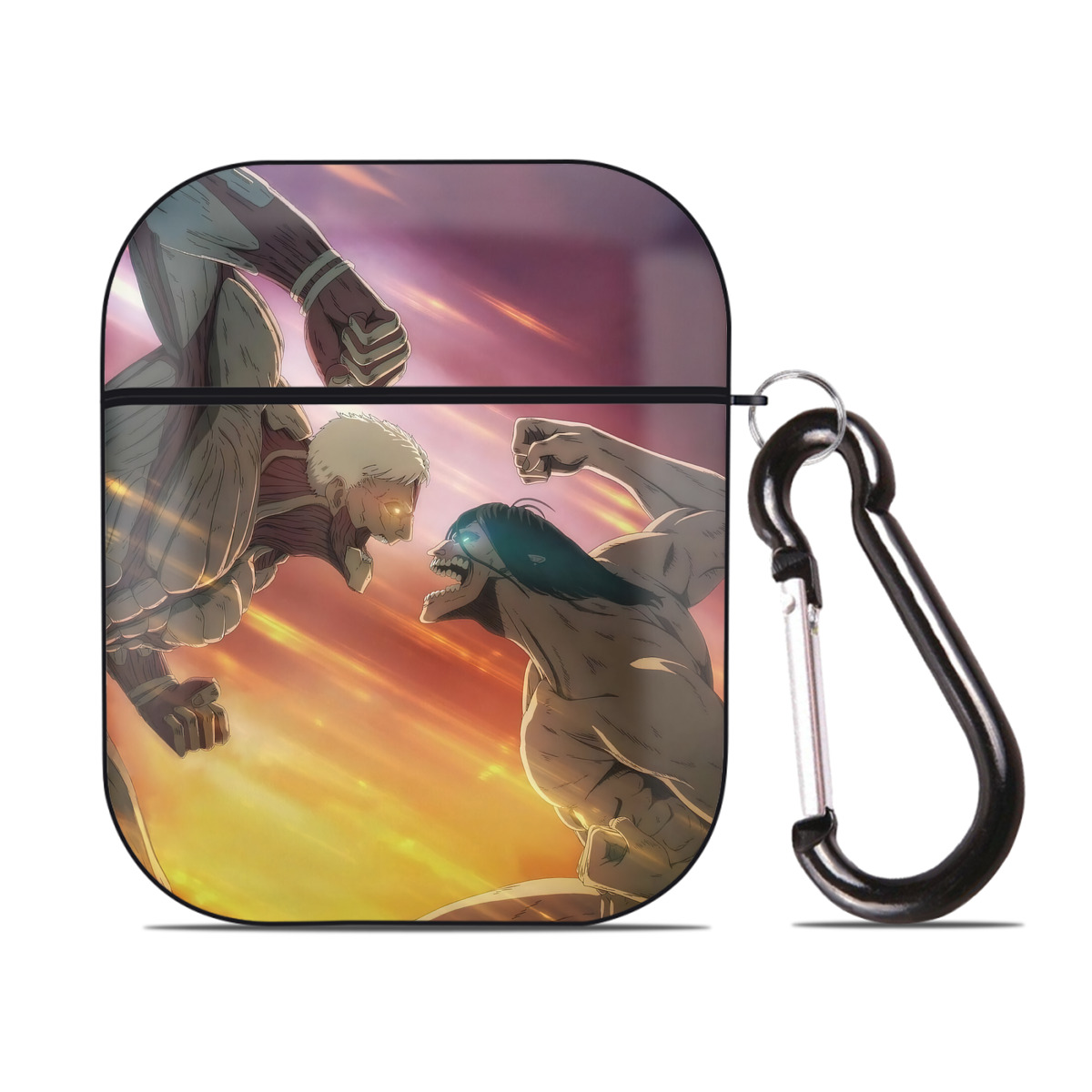 （画像用） 進撃の巨人 Attack on Titan AirPods 第2世代保護ケース ハードシェル ブラック 耐衝撃・防指紋・カラビナ付き