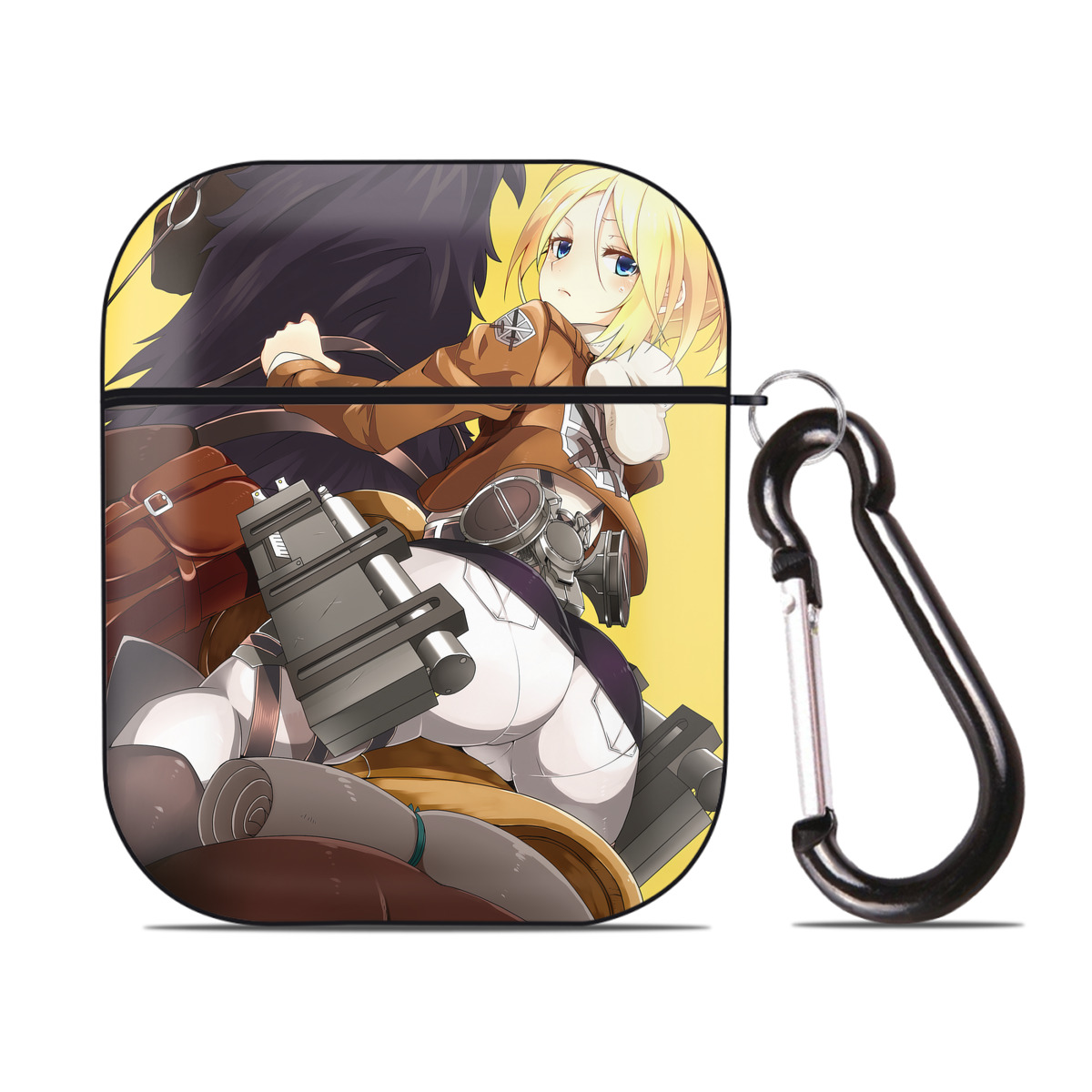 （画像用） 進撃の巨人 Attack on Titan AirPods 第2世代保護ケース ハードシェル ブラック 耐衝撃・防指紋・カラビナ付き