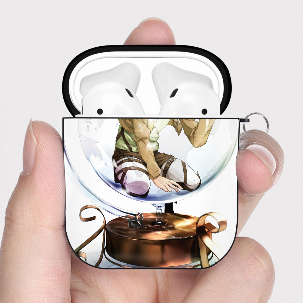 （画像用） 進撃の巨人 Attack on Titan AirPods 第2世代保護ケース ハードシェル ブラック 耐衝撃・防指紋・カラビナ付き