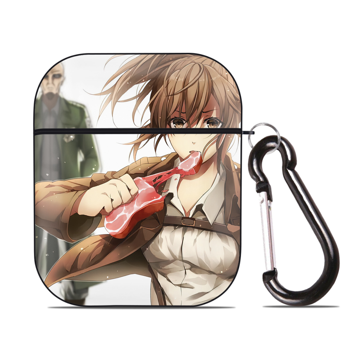 （画像用） 進撃の巨人 Attack on Titan AirPods 第2世代保護ケース ハードシェル ブラック 耐衝撃・防指紋・カラビナ付き