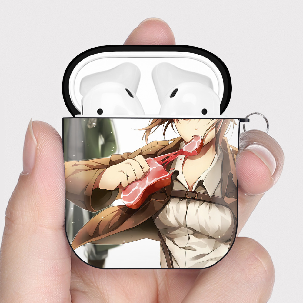 （画像用） 進撃の巨人 Attack on Titan AirPods 第2世代保護ケース ハードシェル ブラック 耐衝撃・防指紋・カラビナ付き