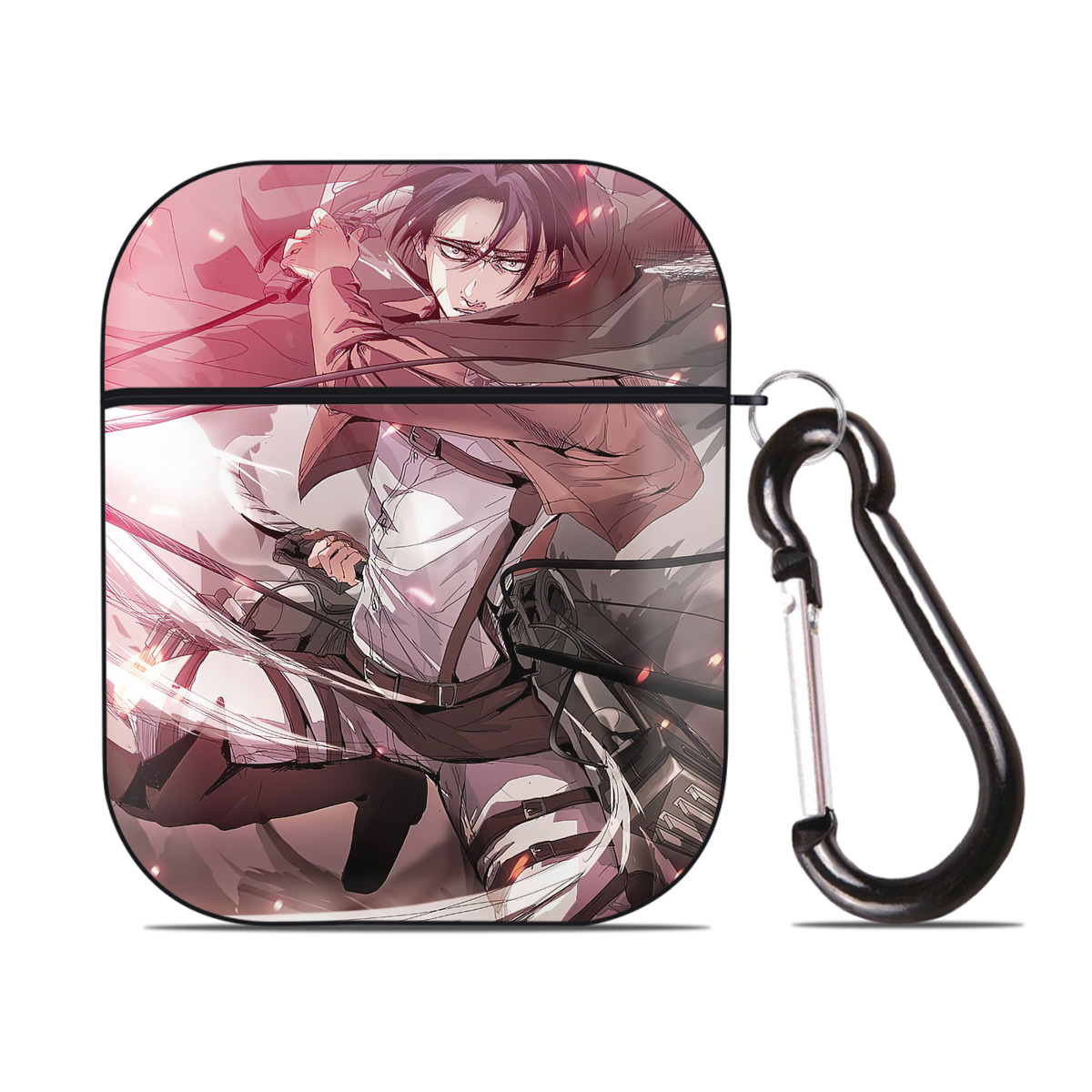 （画像用） 進撃の巨人 Attack on Titan AirPods 第2世代保護ケース ハードシェル ブラック 耐衝撃・防指紋・カラビナ付き