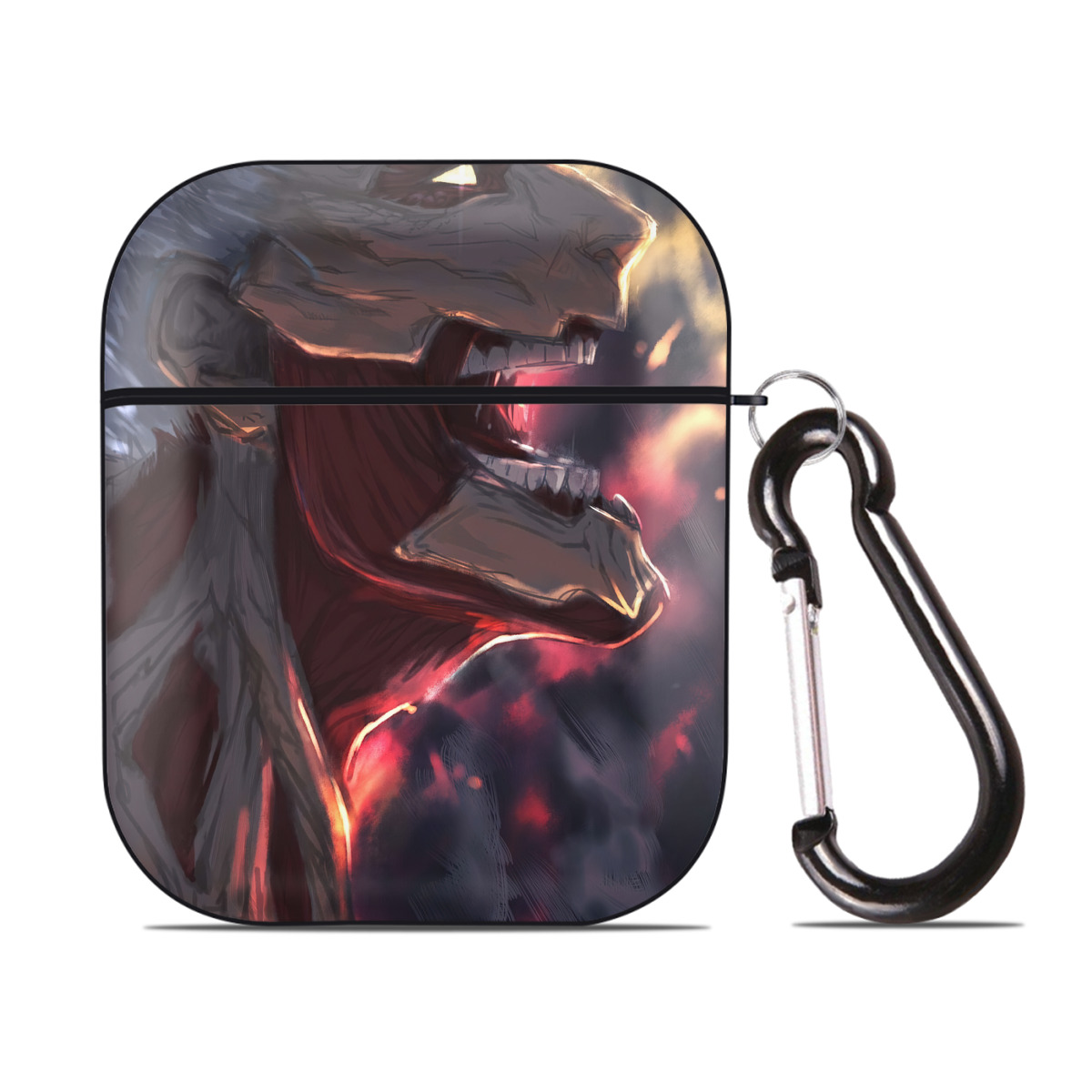 （画像用） 進撃の巨人 Attack on Titan AirPods 第2世代保護ケース ハードシェル ブラック 耐衝撃・防指紋・カラビナ付き