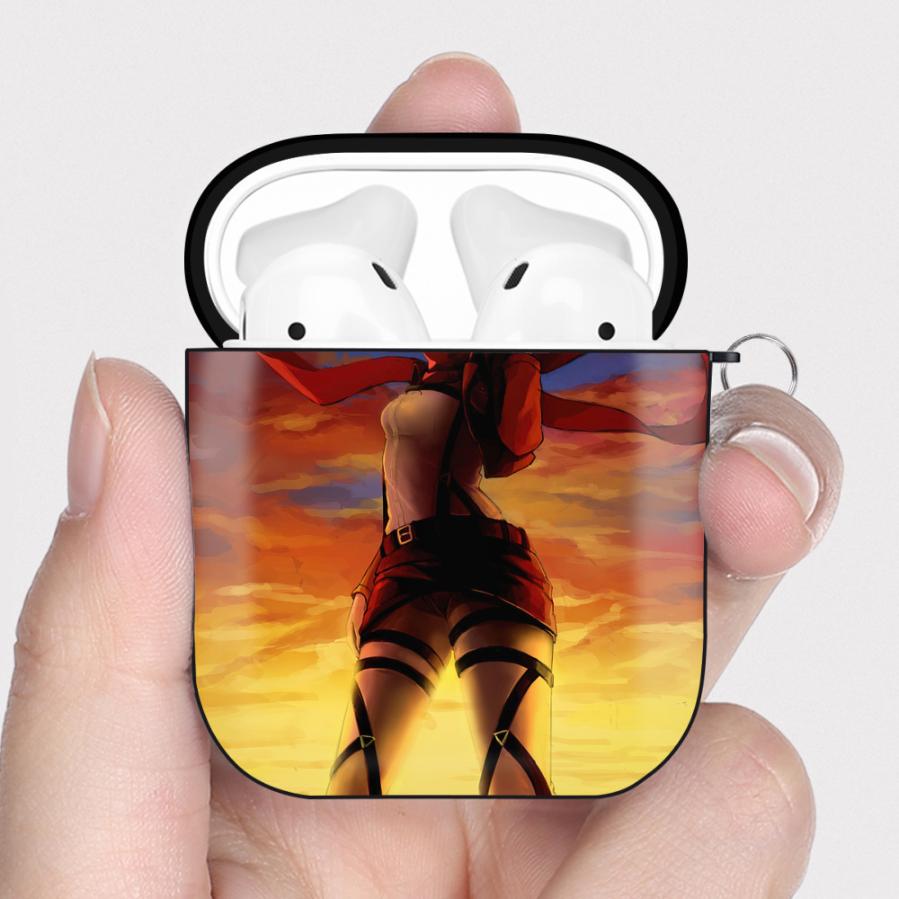 （画像用） 進撃の巨人 Attack on Titan AirPods 第2世代保護ケース ハードシェル ブラック 耐衝撃・防指紋・カラビナ付き
