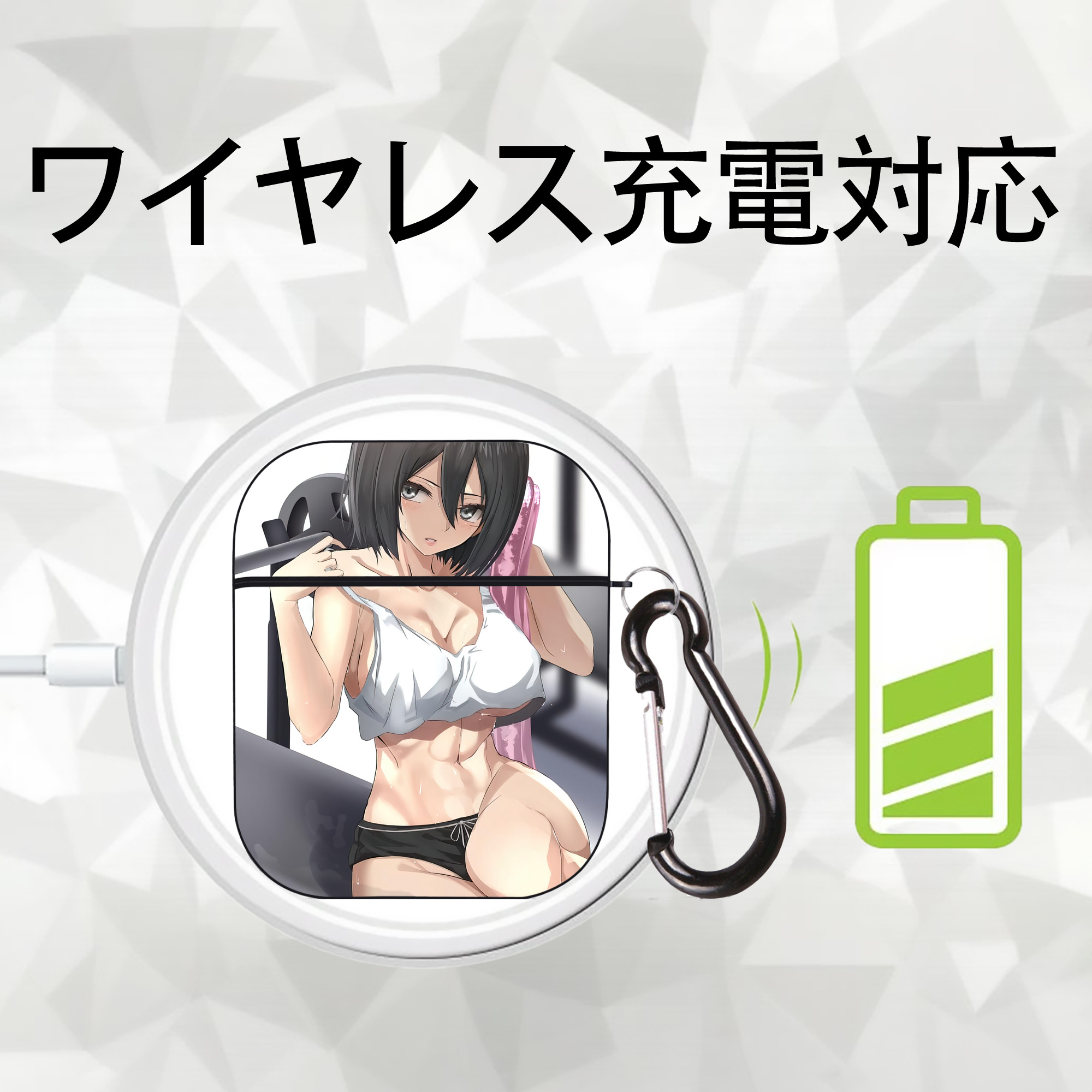 進撃の巨人 Attack on Titan AirPods 第2世代保護ケース ハードシェル ブラック 耐衝撃・防指紋・カラビナ付き
