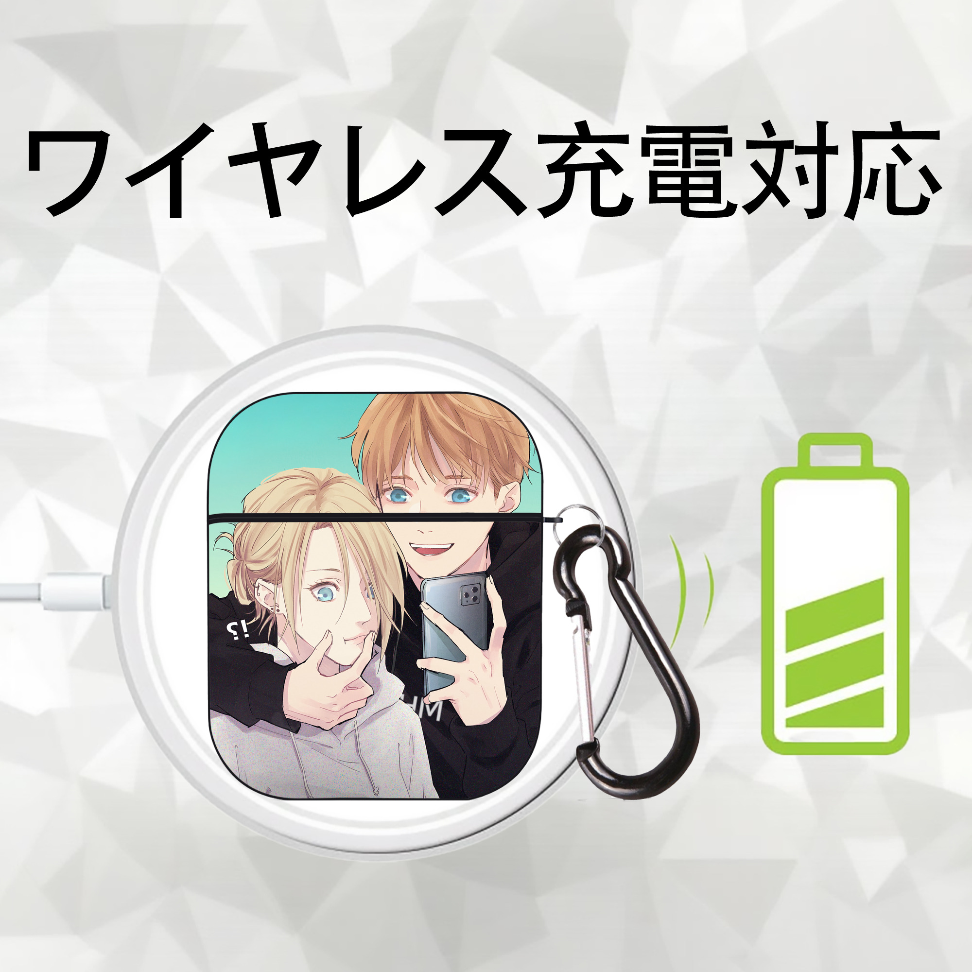 進撃の巨人 Attack on Titan AirPods 第2世代保護ケース ハードシェル ブラック 耐衝撃・防指紋・カラビナ付き