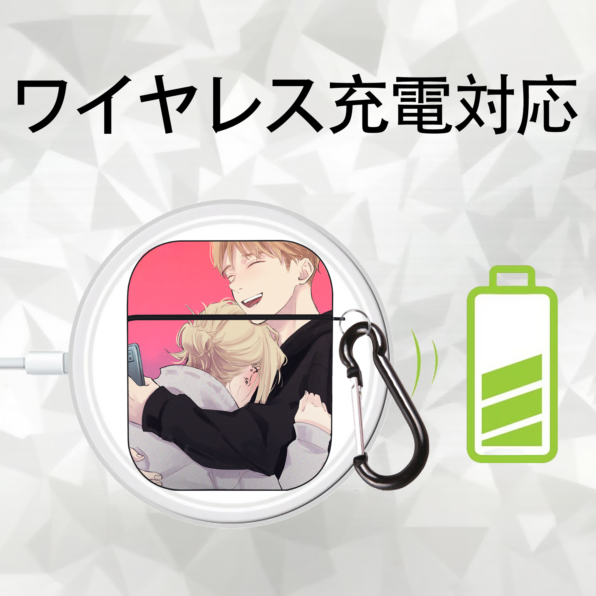 進撃の巨人 Attack on Titan AirPods 第2世代保護ケース ハードシェル ブラック 耐衝撃・防指紋・カラビナ付き