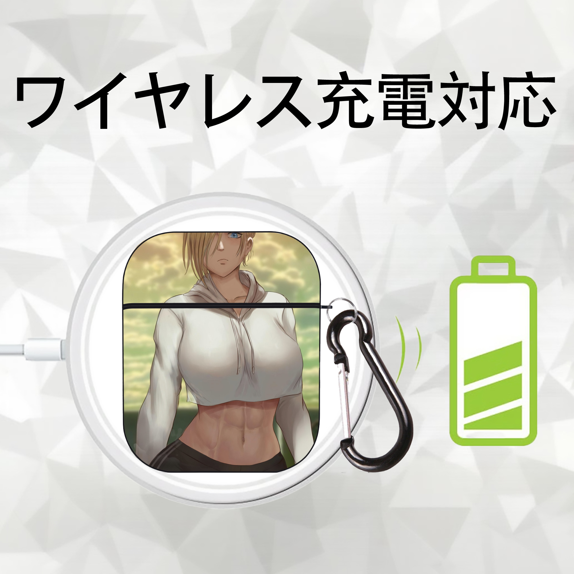 進撃の巨人 Attack on Titan AirPods 第2世代保護ケース ハードシェル ブラック 耐衝撃・防指紋・カラビナ付き