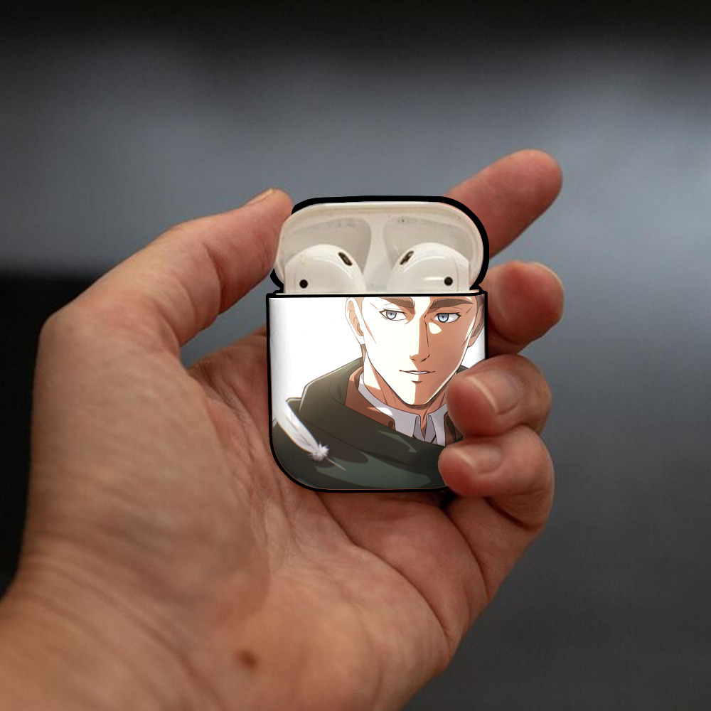 進撃の巨人 Attack on Titan AirPods 第2世代保護ケース ハードシェル ブラック 耐衝撃・防指紋・カラビナ付き