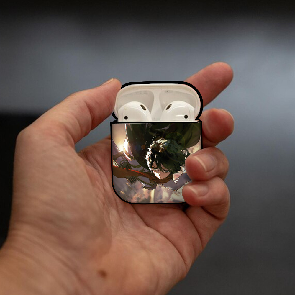 進撃の巨人 Attack on Titan AirPods 第2世代保護ケース ハードシェル ブラック 耐衝撃・防指紋・カラビナ付き