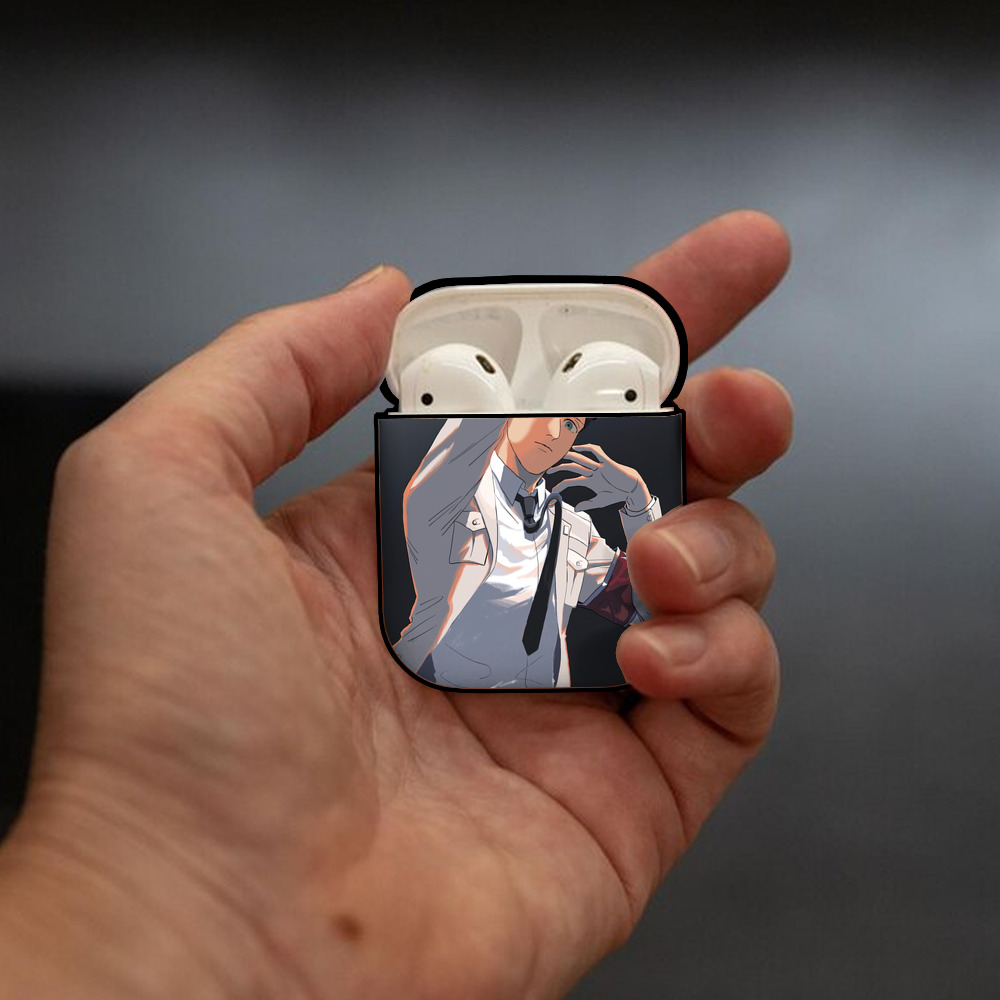 進撃の巨人 Attack on Titan AirPods 第2世代保護ケース ハードシェル ブラック 耐衝撃・防指紋・カラビナ付き