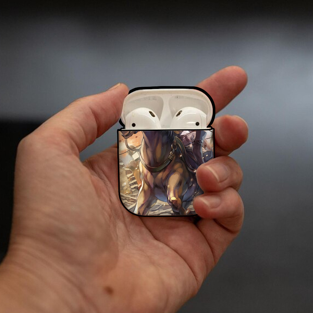 進撃の巨人 Attack on Titan AirPods 第2世代保護ケース ハードシェル ブラック 耐衝撃・防指紋・カラビナ付き