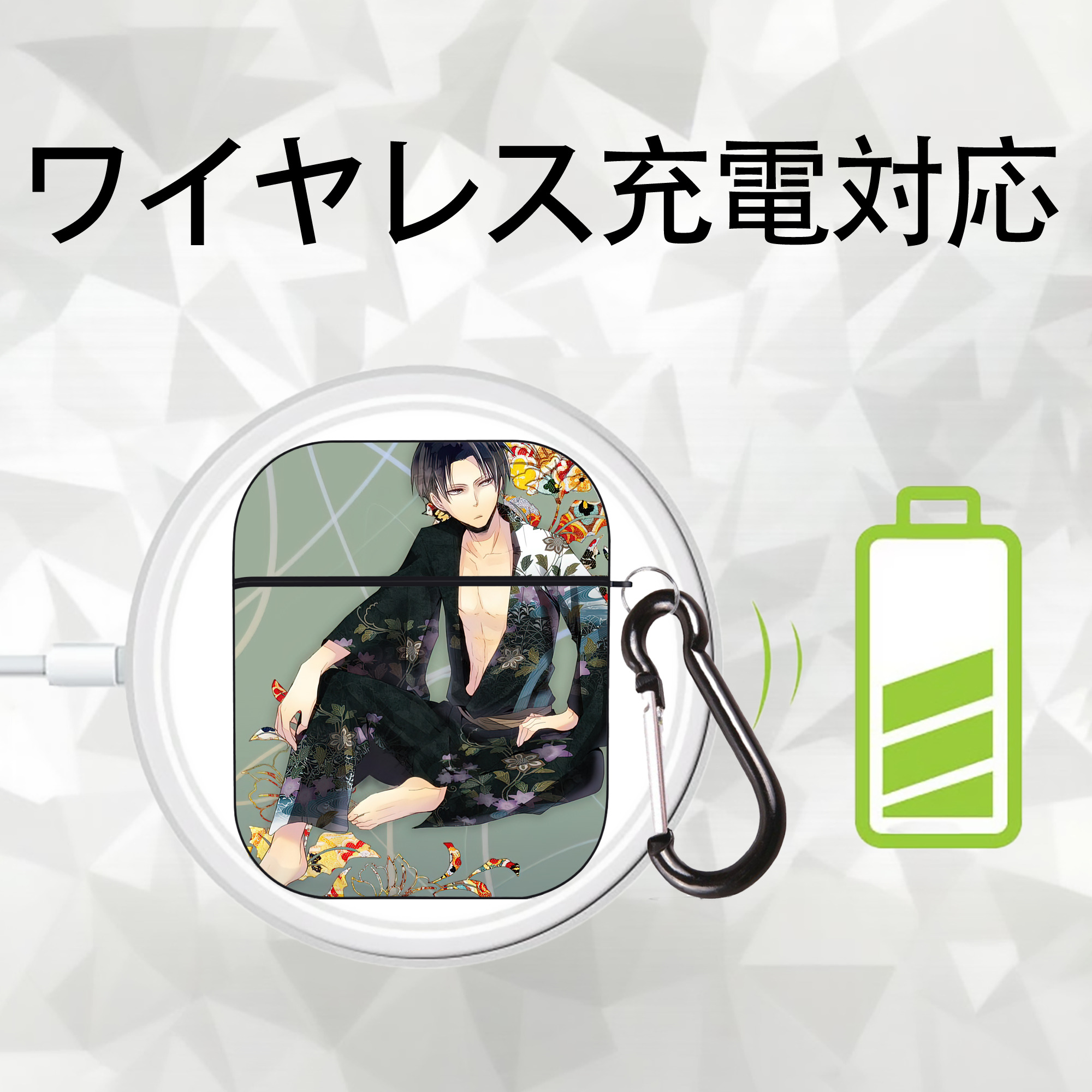 進撃の巨人 Attack on Titan AirPods 第2世代保護ケース ハードシェル ブラック 耐衝撃・防指紋・カラビナ付き