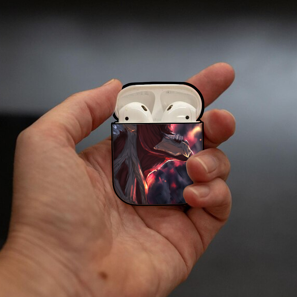 進撃の巨人 Attack on Titan AirPods 第2世代保護ケース ハードシェル ブラック 耐衝撃・防指紋・カラビナ付き