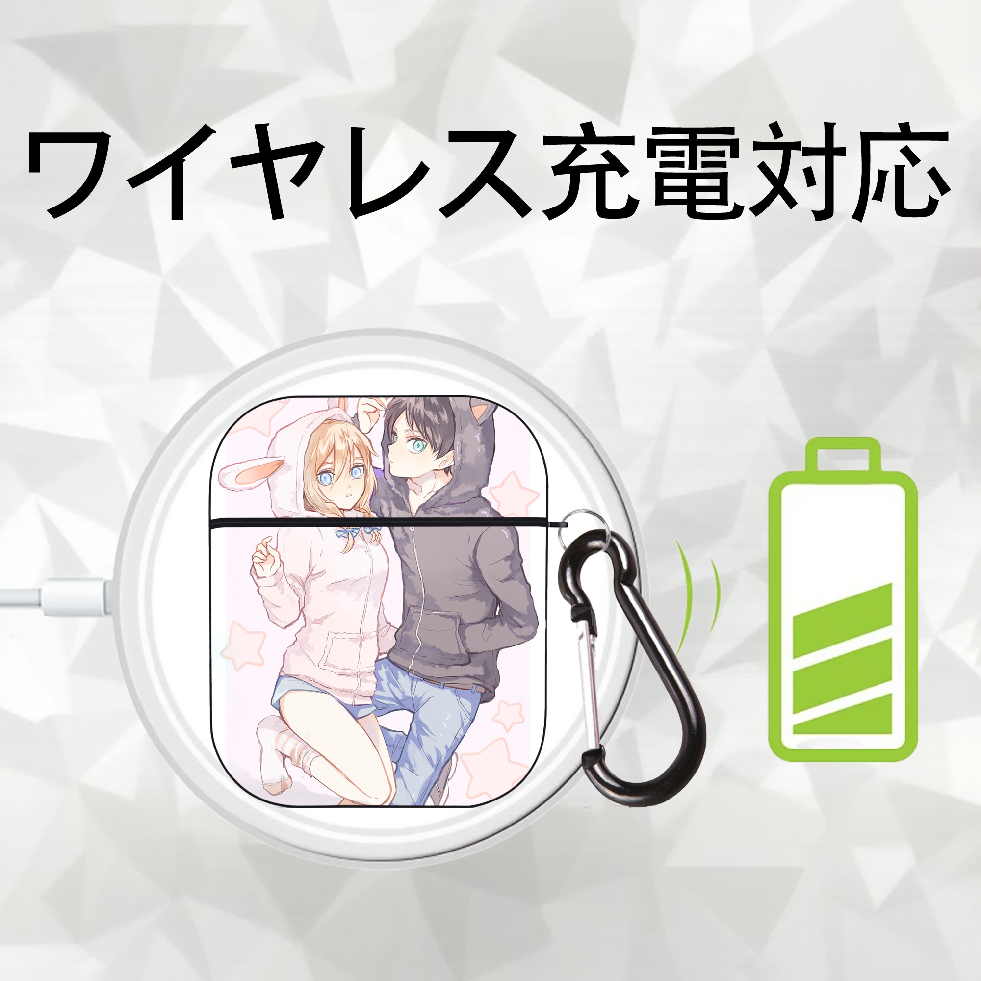 進撃の巨人 Attack on Titan AirPods 第2世代保護ケース ハードシェル ブラック 耐衝撃・防指紋・カラビナ付き