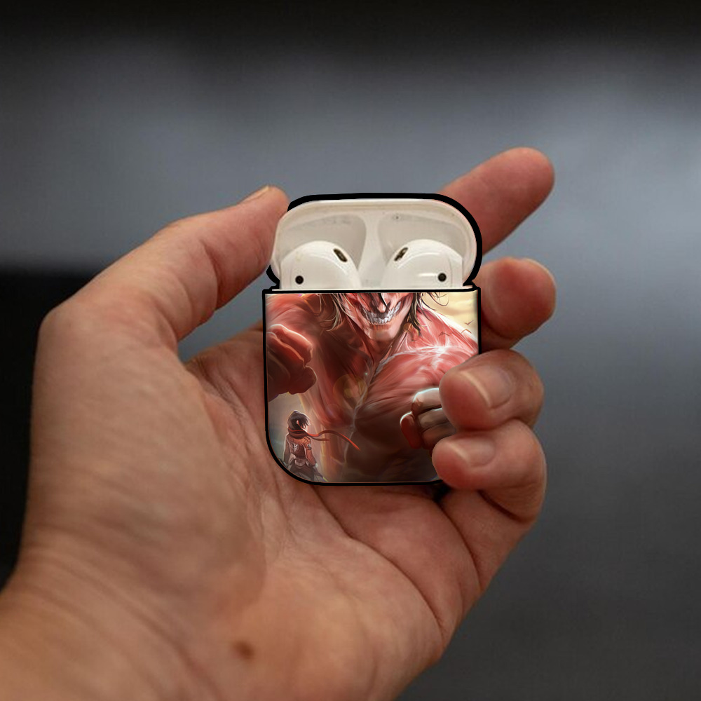 進撃の巨人 Attack on Titan AirPods 第2世代保護ケース ハードシェル ブラック 耐衝撃・防指紋・カラビナ付き