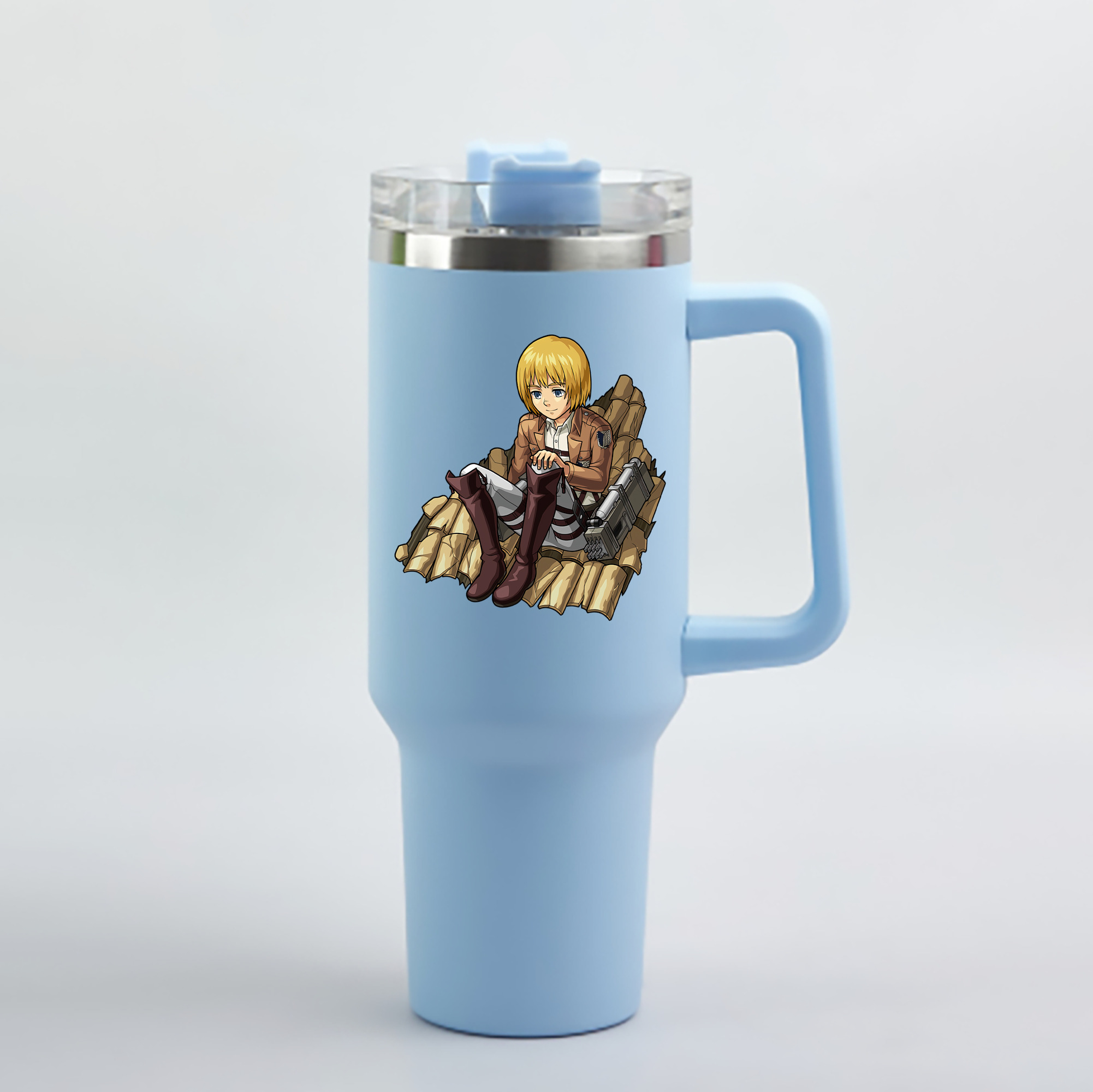 （画像用） 進撃の巨人 アルミン·アルレルト Attack on Titan Armin Arlert 1200mL車用タンブラー - クリスタルステッカー（プラスチックストロー付き）