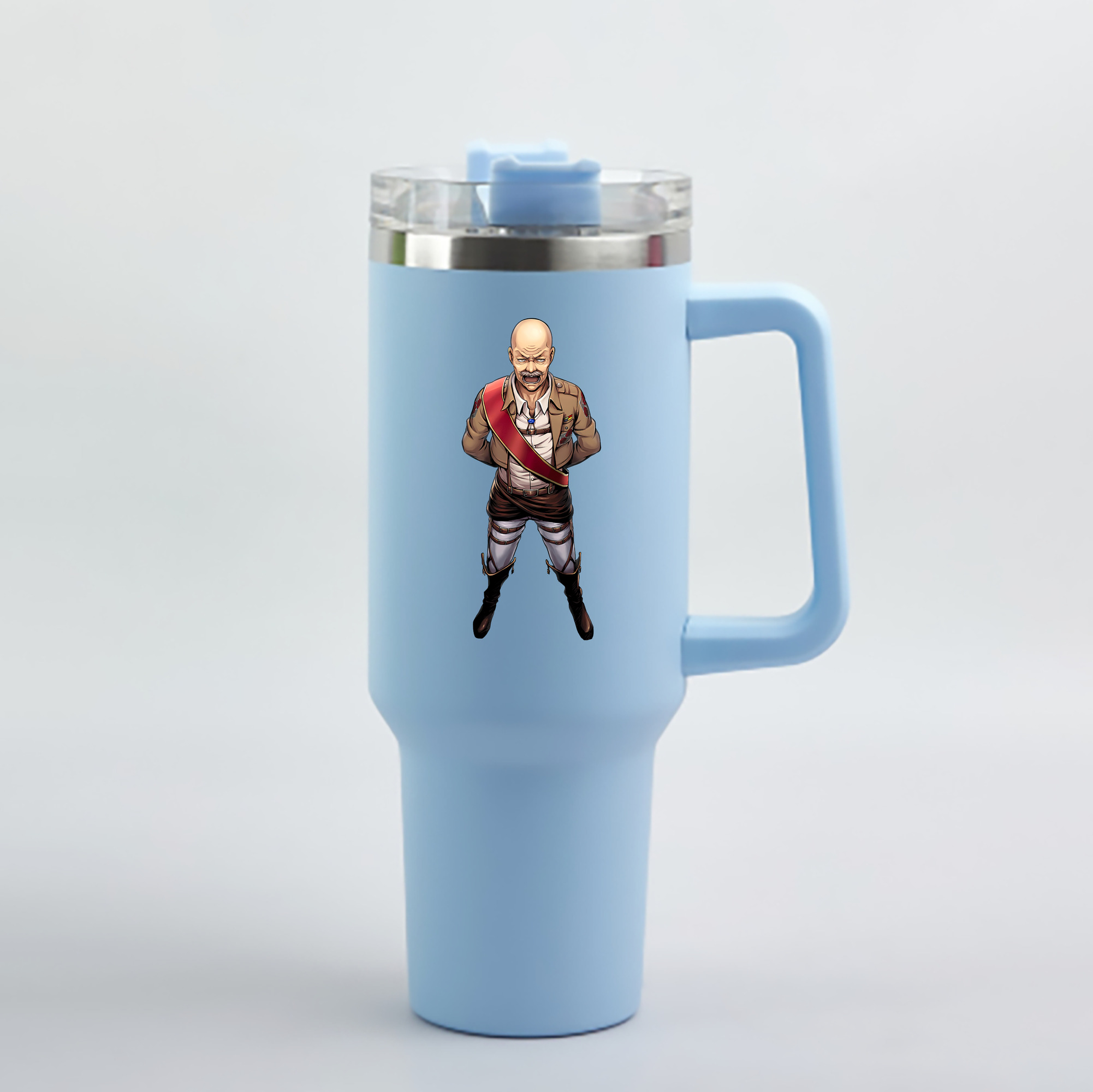 （画像用） 進撃の巨人 ドット·ピクシス Attack on Titan Dot Pixis 1200mL車用タンブラー - クリスタルステッカー（プラスチックストロー付き）