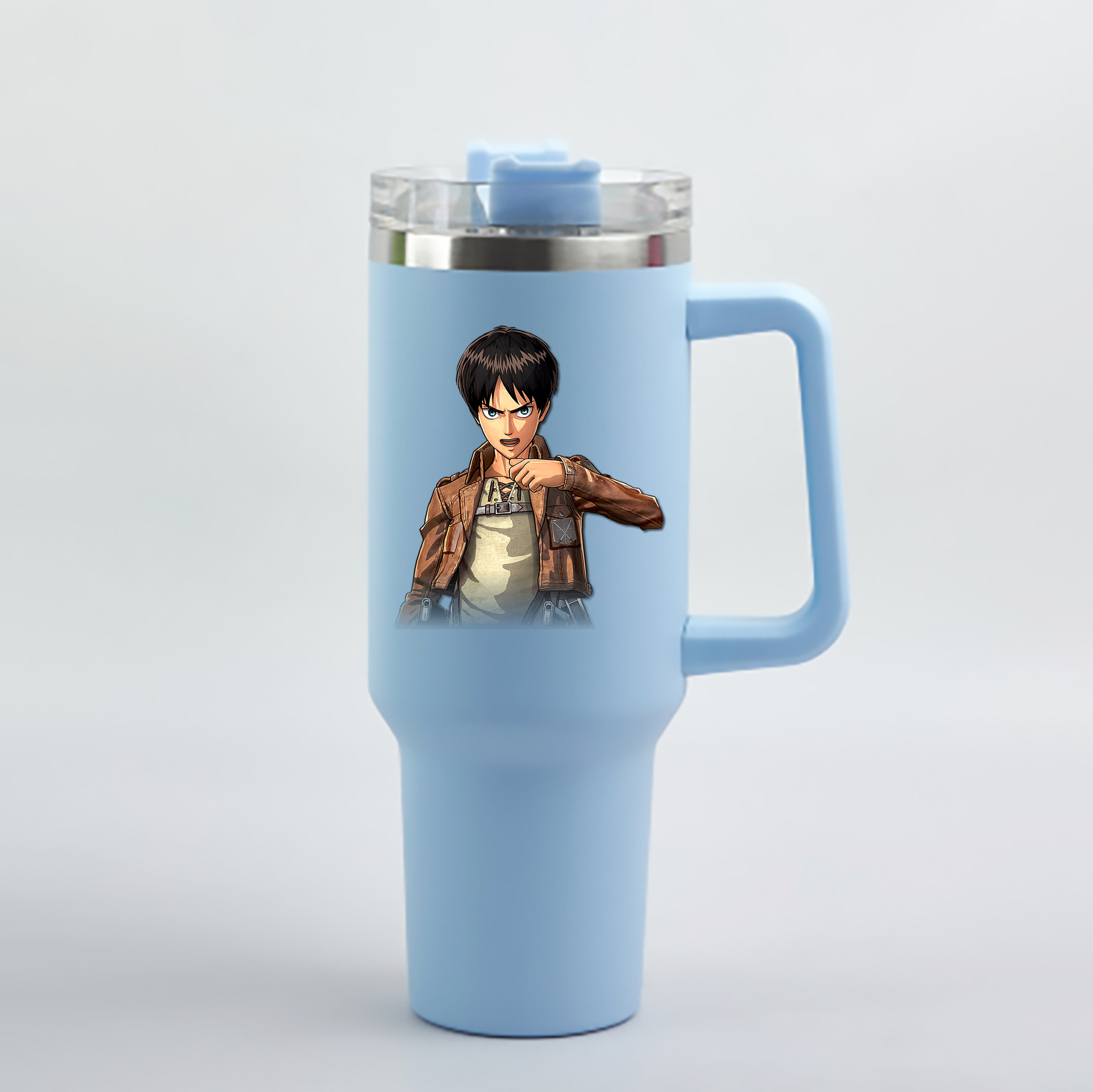 （画像用） 進撃の巨人 エレン･イェーガー Attack on Titan Eren Jäger 1200mL車用タンブラー - クリスタルステッカー（プラスチックストロー付き）