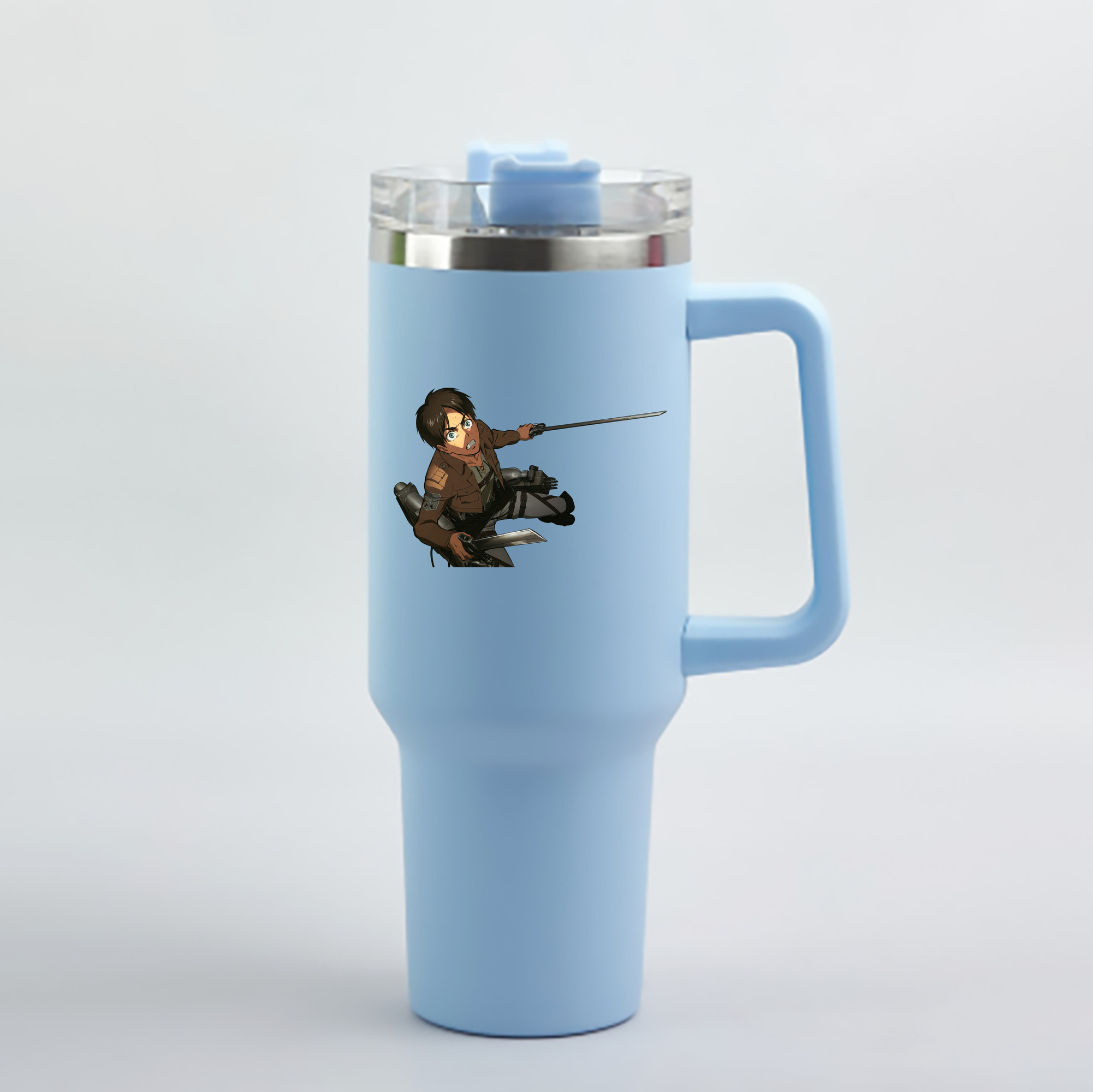 （画像用） 進撃の巨人 エレン･イェーガー Attack on Titan Eren Jäger 1200mL車用タンブラー - クリスタルステッカー（プラスチックストロー付き）