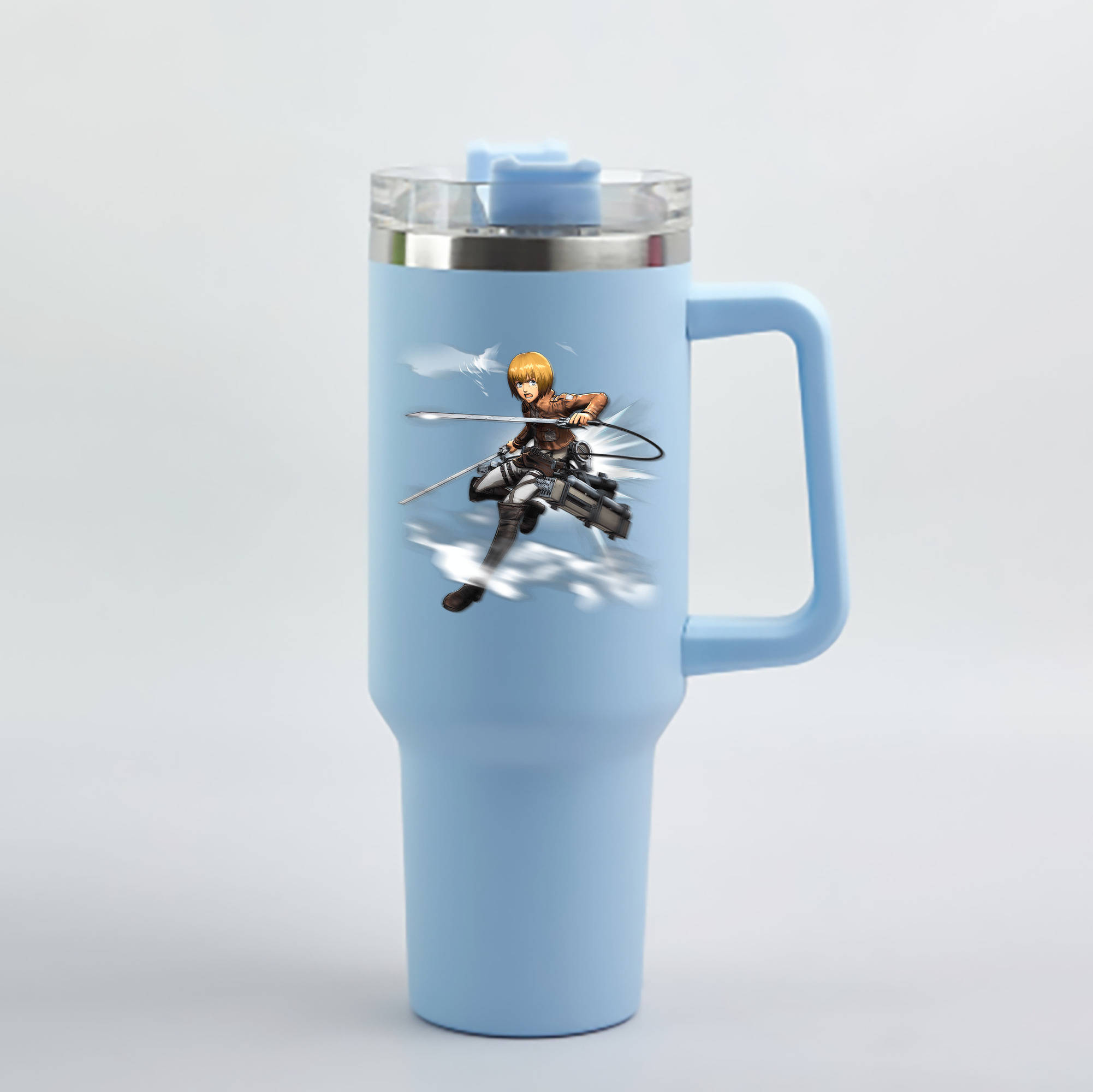 （画像用） 進撃の巨人 アルミン·アルレルト Attack on Titan Armin Arlert 1200mL車用タンブラー - クリスタルステッカー（プラスチックストロー付き）