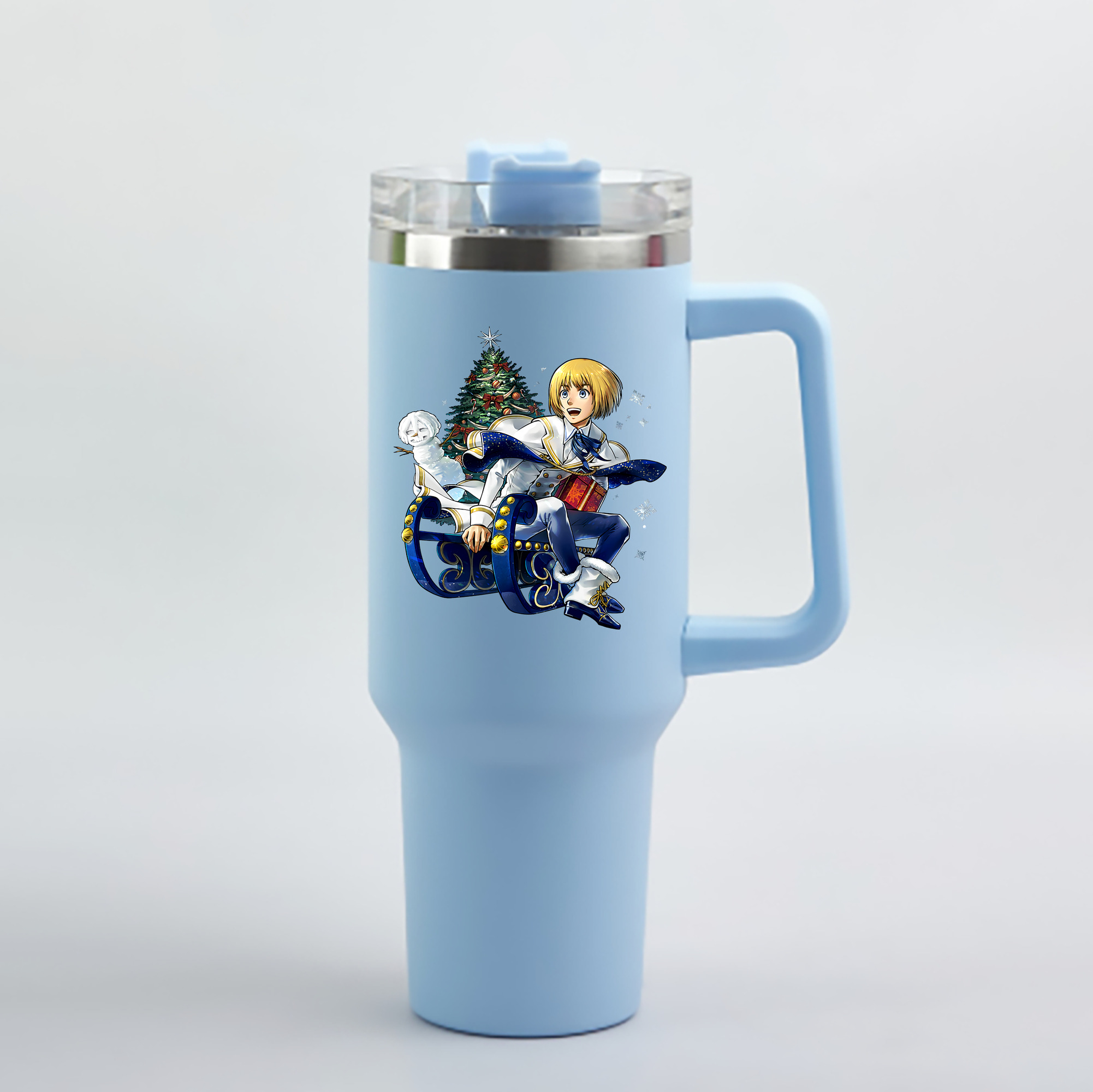 （画像用） 進撃の巨人 アルミン·アルレルト Attack on Titan Armin Arlert 1200mL車用タンブラー - クリスタルステッカー（プラスチックストロー付き）