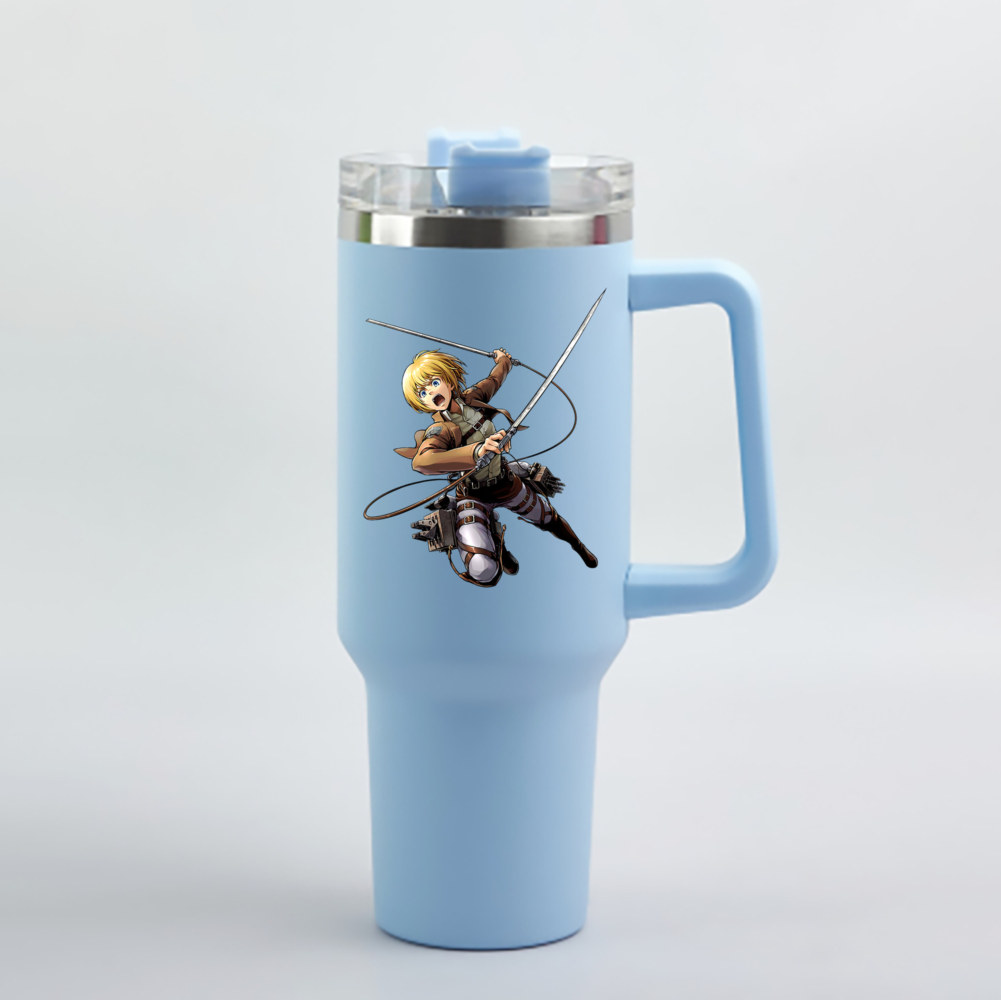 （画像用） 進撃の巨人 アルミン·アルレルト Attack on Titan Armin Arlert 1200mL車用タンブラー - クリスタルステッカー（プラスチックストロー付き）