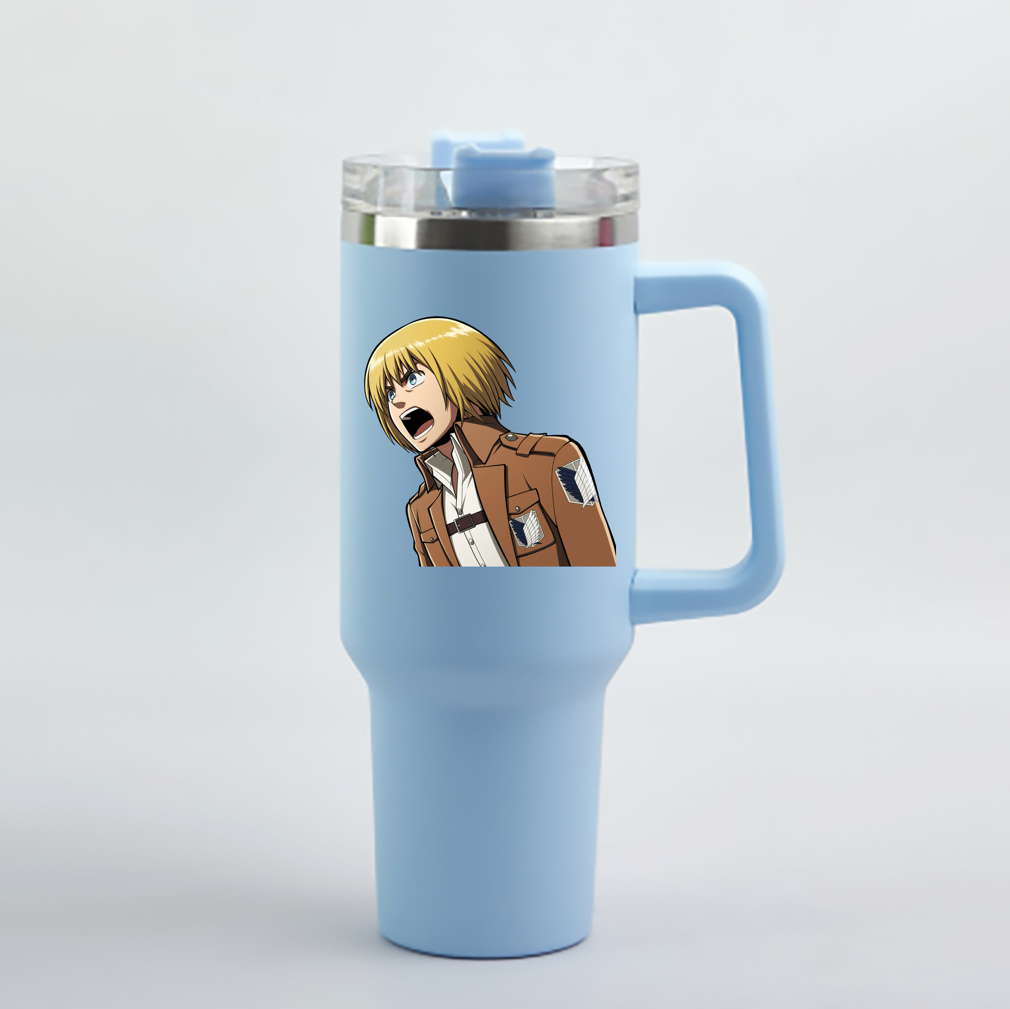 （画像用） 進撃の巨人 アルミン·アルレルト Attack on Titan Armin Arlert 1200mL車用タンブラー - クリスタルステッカー（プラスチックストロー付き）