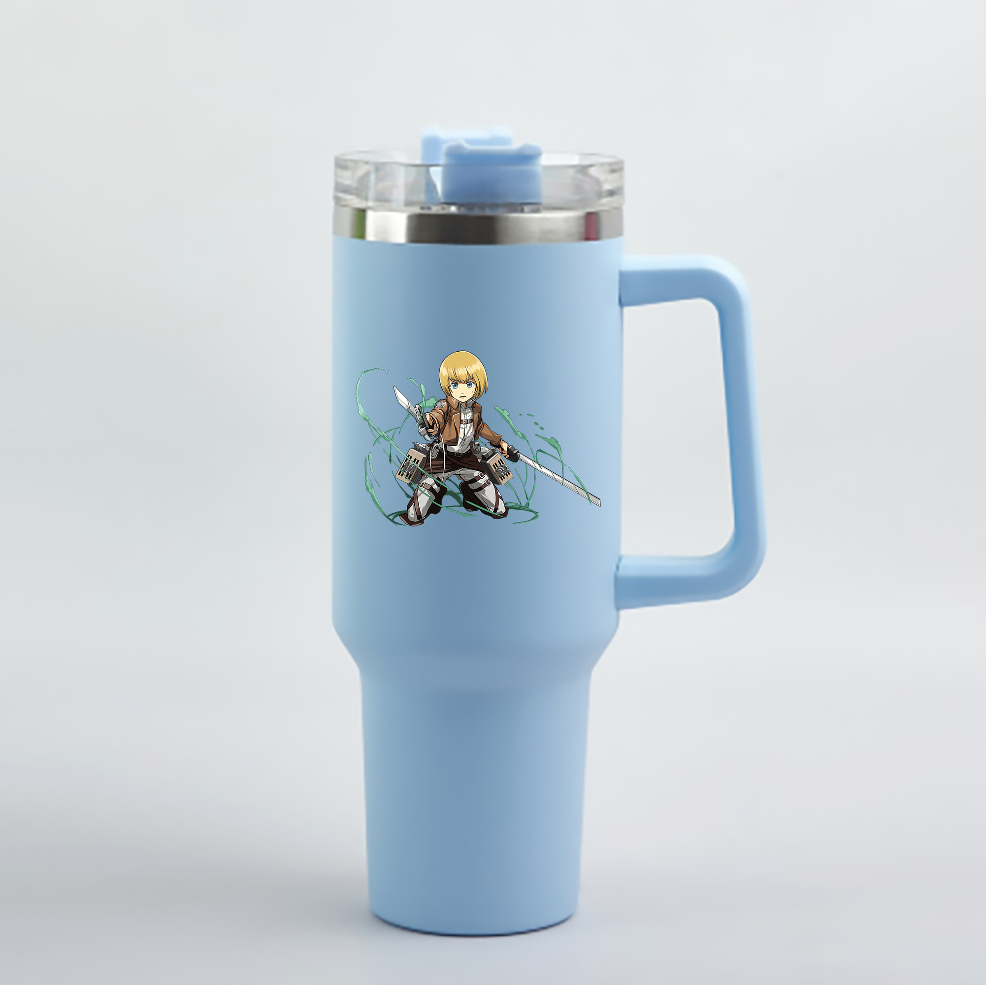 （画像用） 進撃の巨人 アルミン·アルレルト Attack on Titan Armin Arlert 1200mL車用タンブラー - クリスタルステッカー（プラスチックストロー付き）