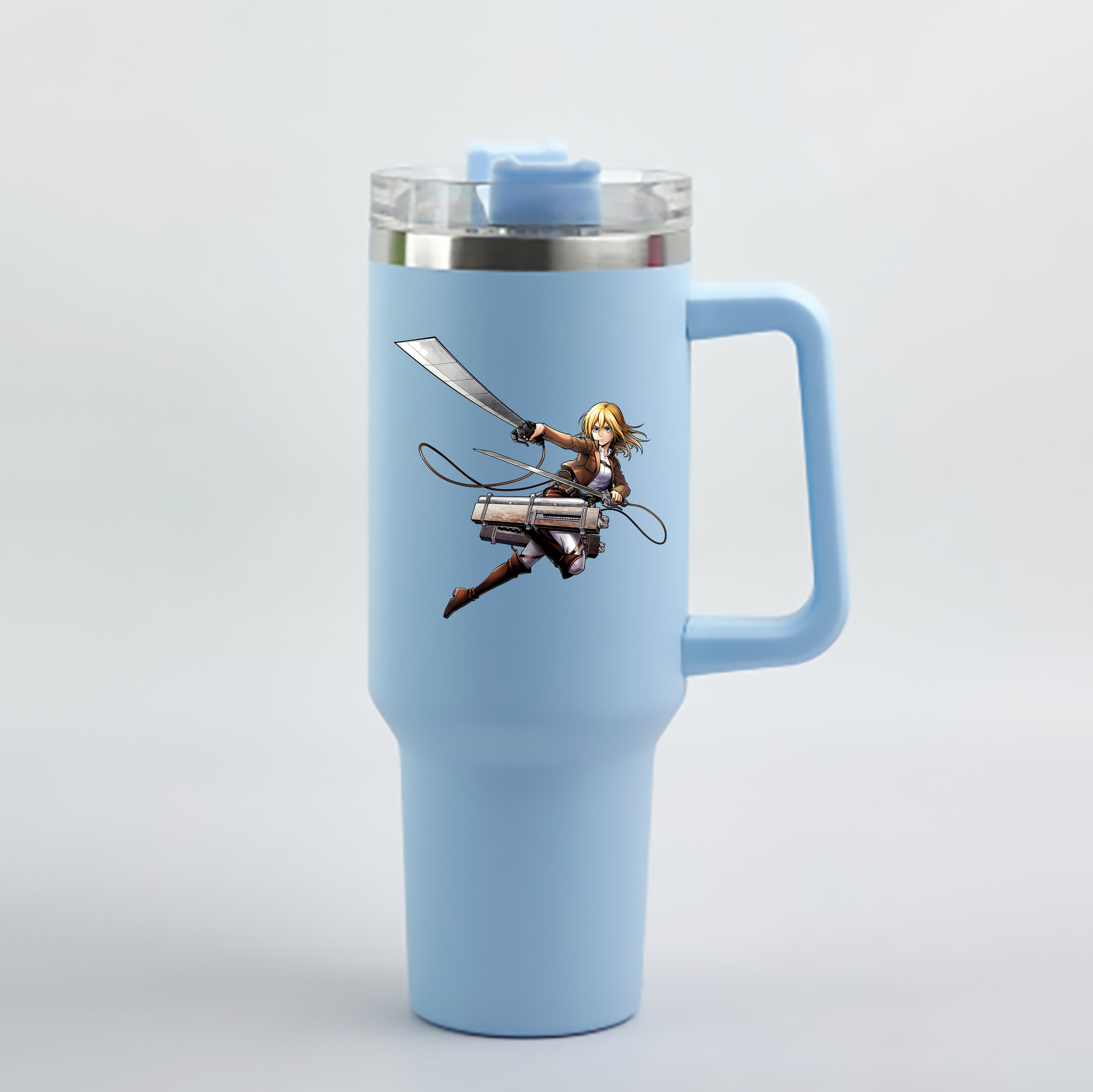 （画像用） 進撃の巨人 クリスタ·レンズ Attack on Titan Christa Lenz 1200mL車用タンブラー - クリスタルステッカー（プラスチックストロー付き）