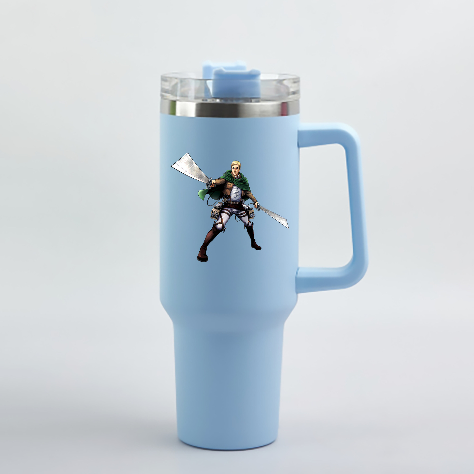 （画像用） 進撃の巨人 エルヴィン・スミス Attack on Titan Erwin Smith 1200mL車用タンブラー - クリスタルステッカー（プラスチックストロー付き）
