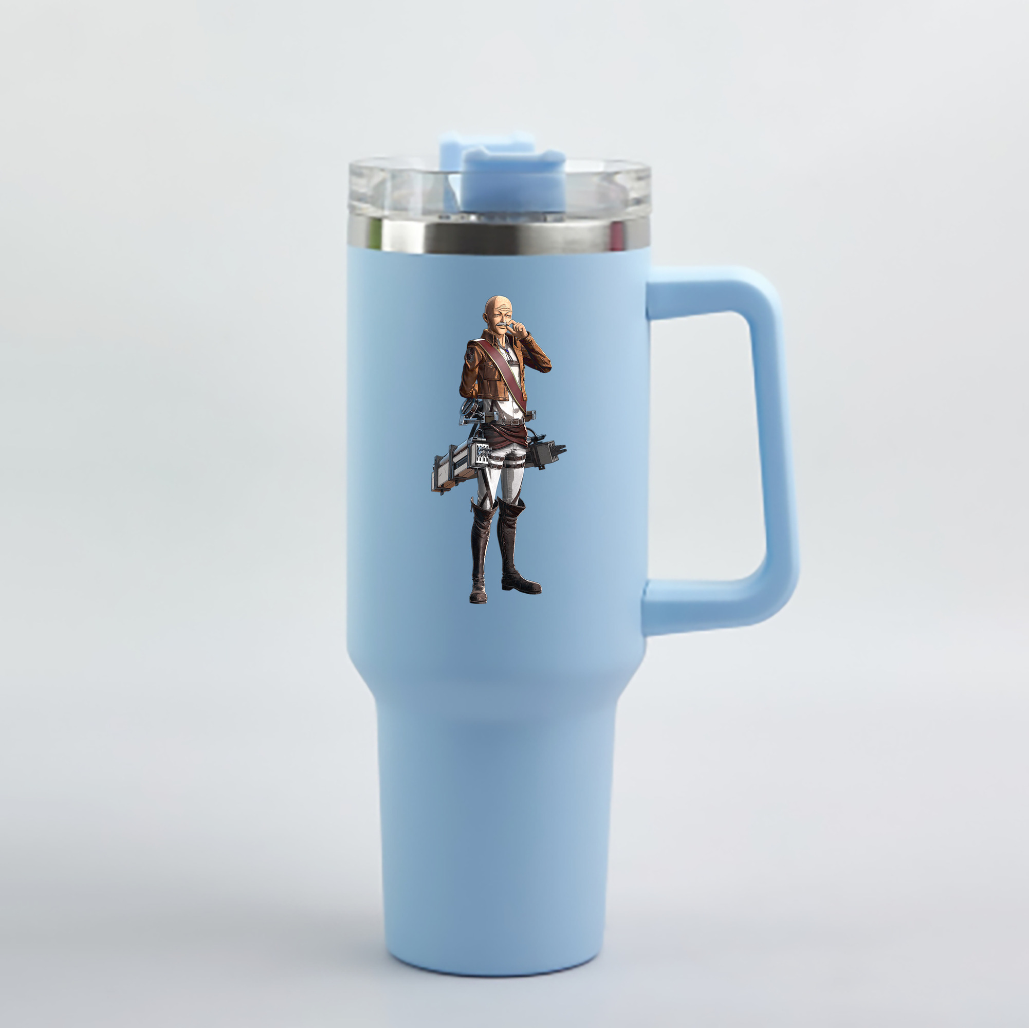 （画像用） 進撃の巨人 ドット·ピクシス Attack on Titan Dot Pixis 1200mL車用タンブラー - クリスタルステッカー（プラスチックストロー付き）