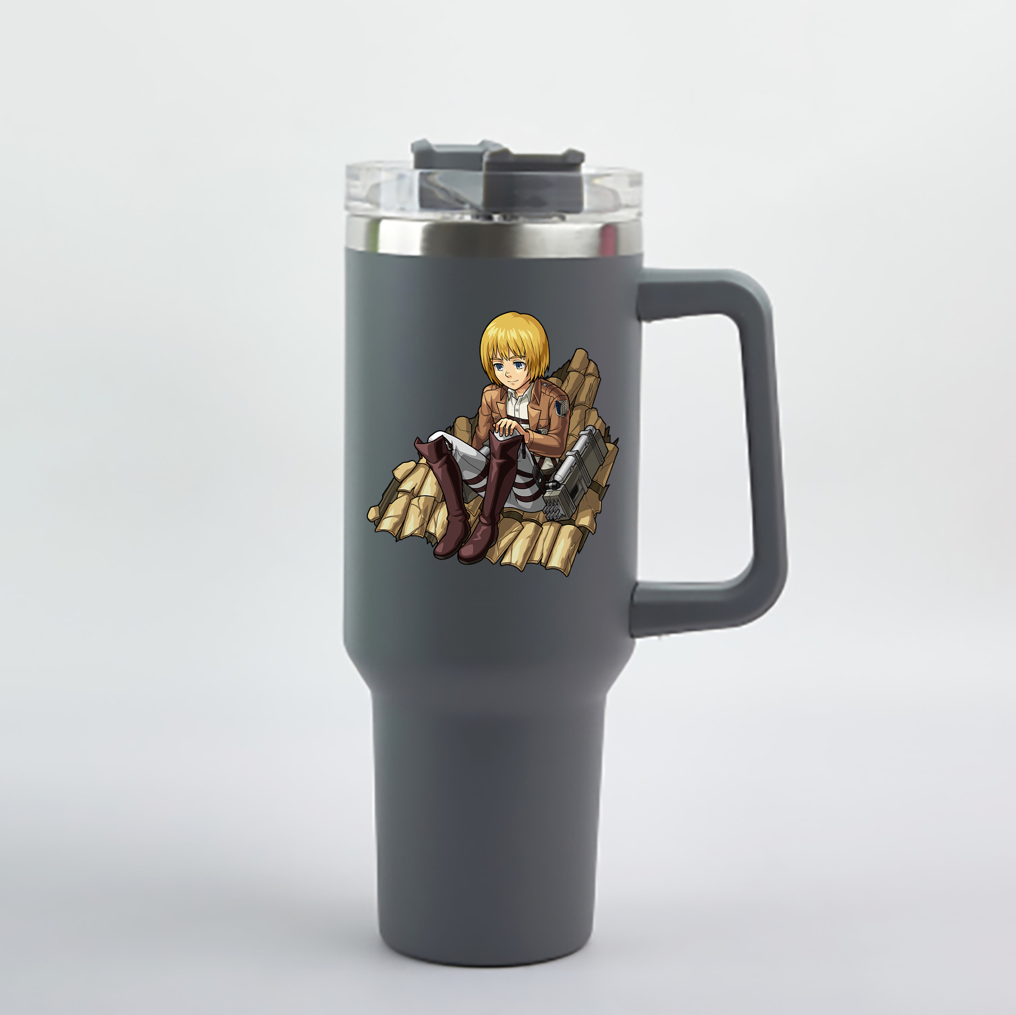 （画像用） 進撃の巨人 アルミン·アルレルト Attack on Titan Armin Arlert 1200mL車用タンブラー - クリスタルステッカー（プラスチックストロー付き）