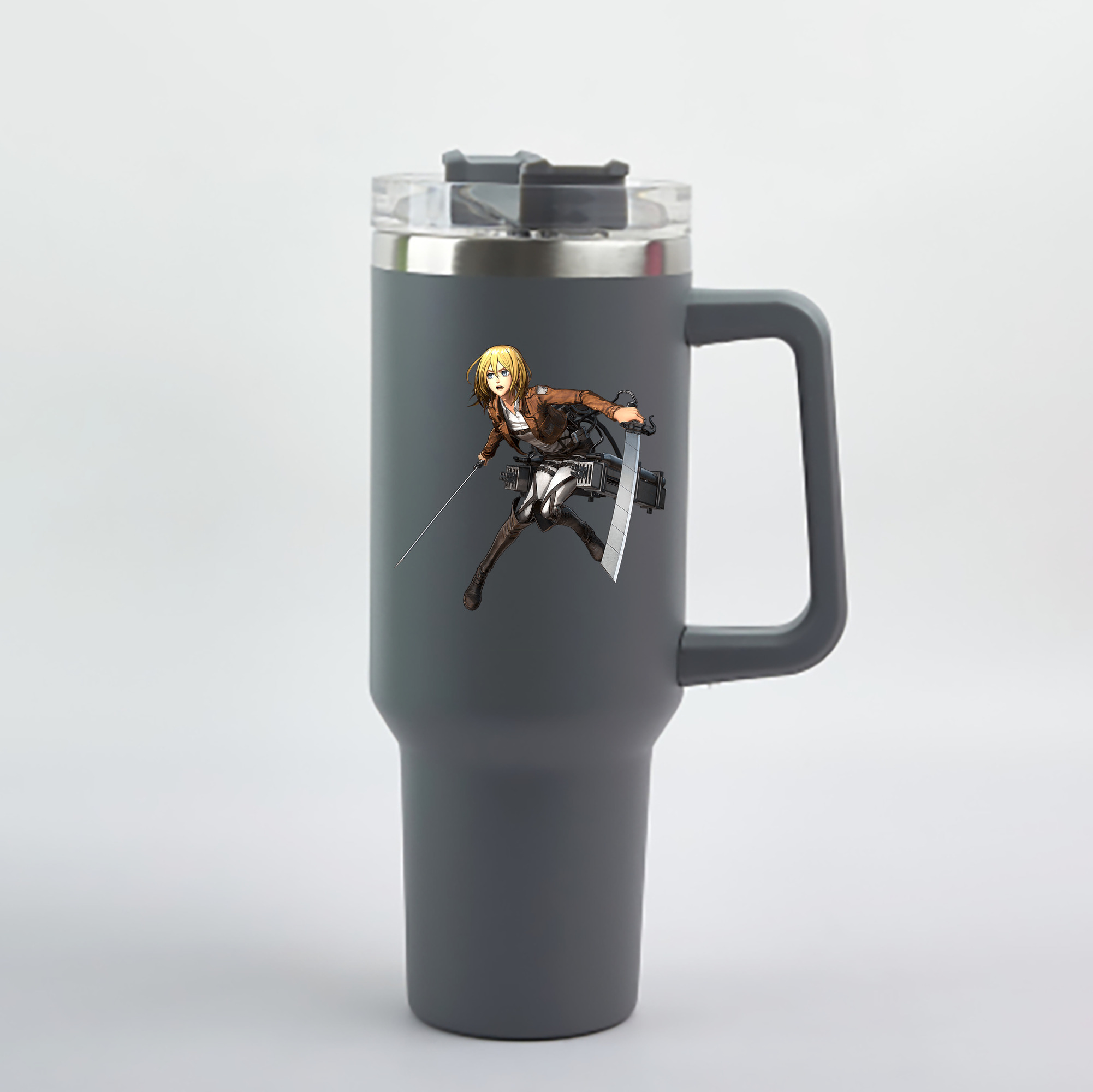 （画像用） 進撃の巨人 クリスタ·レンズ Attack on Titan Christa Lenz 1200mL車用タンブラー - クリスタルステッカー（プラスチックストロー付き）