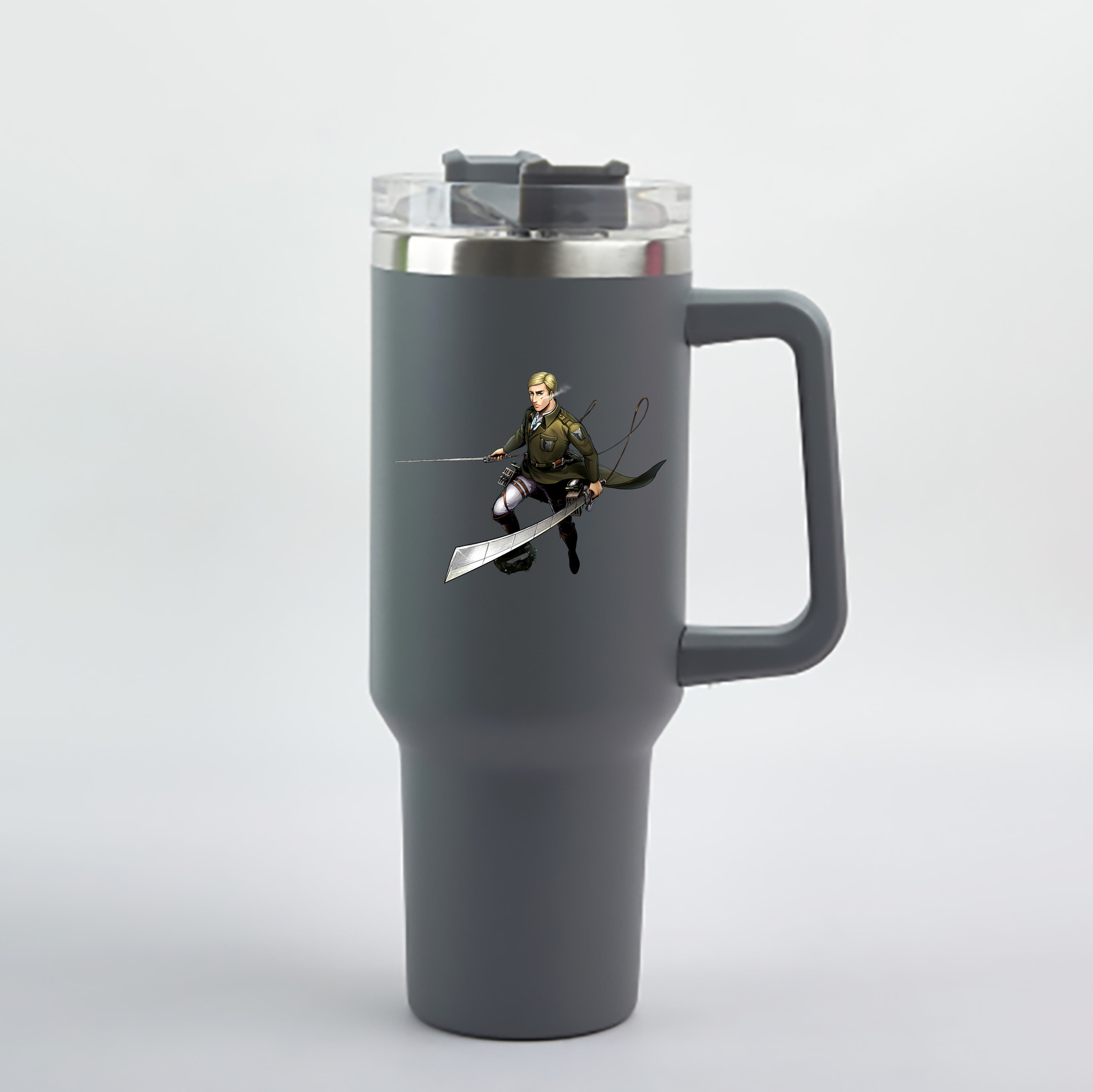 （画像用） 進撃の巨人 エルヴィン・スミス Attack on Titan Erwin Smith 1200mL車用タンブラー - クリスタルステッカー（プラスチックストロー付き）