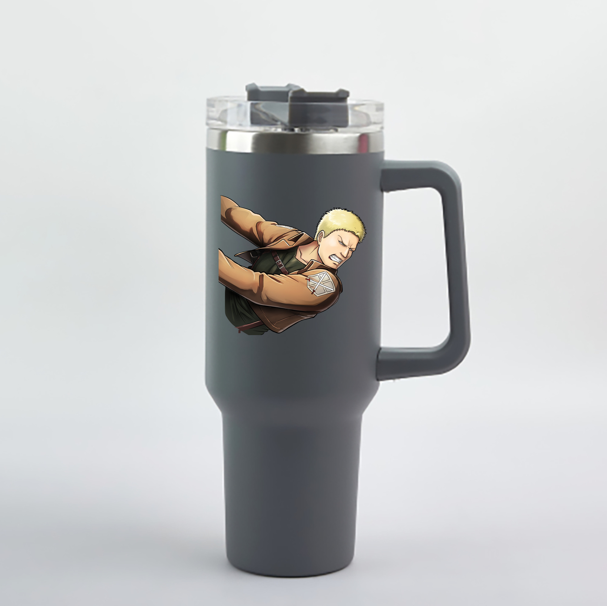 （画像用） 進撃の巨人 ライナー・ブラウン Attack on Titan Reiner Braun 1200mL車用タンブラー - クリスタルステッカー（プラスチックストロー付き）