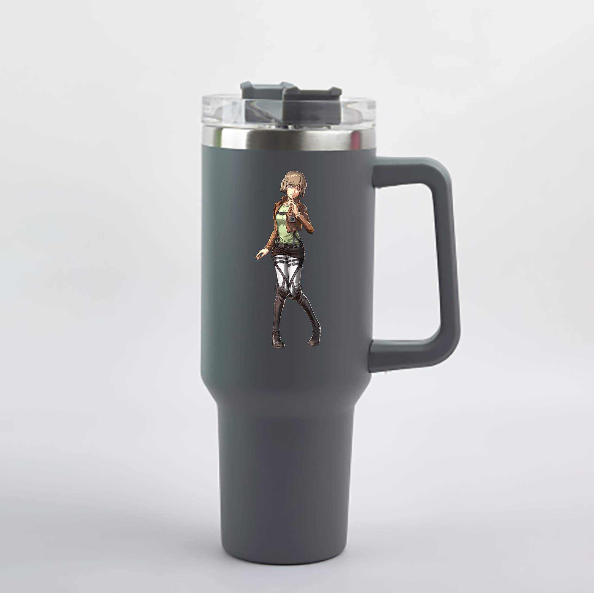 （画像用） 進撃の巨人 ヒツチ Attack on Titan Hitch 1200mL車用タンブラー - クリスタルステッカー（プラスチックストロー付き）