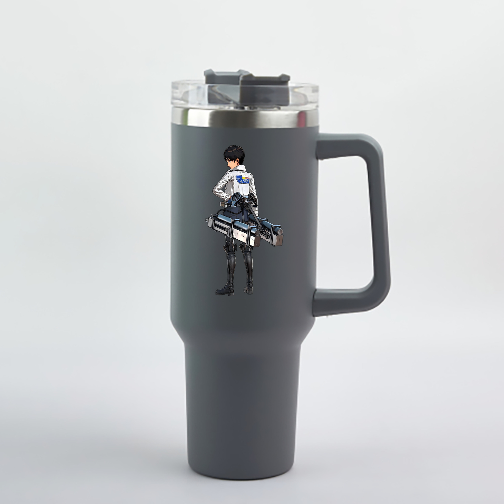 （画像用） 進撃の巨人 エレン･イェーガー Attack on Titan Eren Jäger 1200mL車用タンブラー - クリスタルステッカー（プラスチックストロー付き）